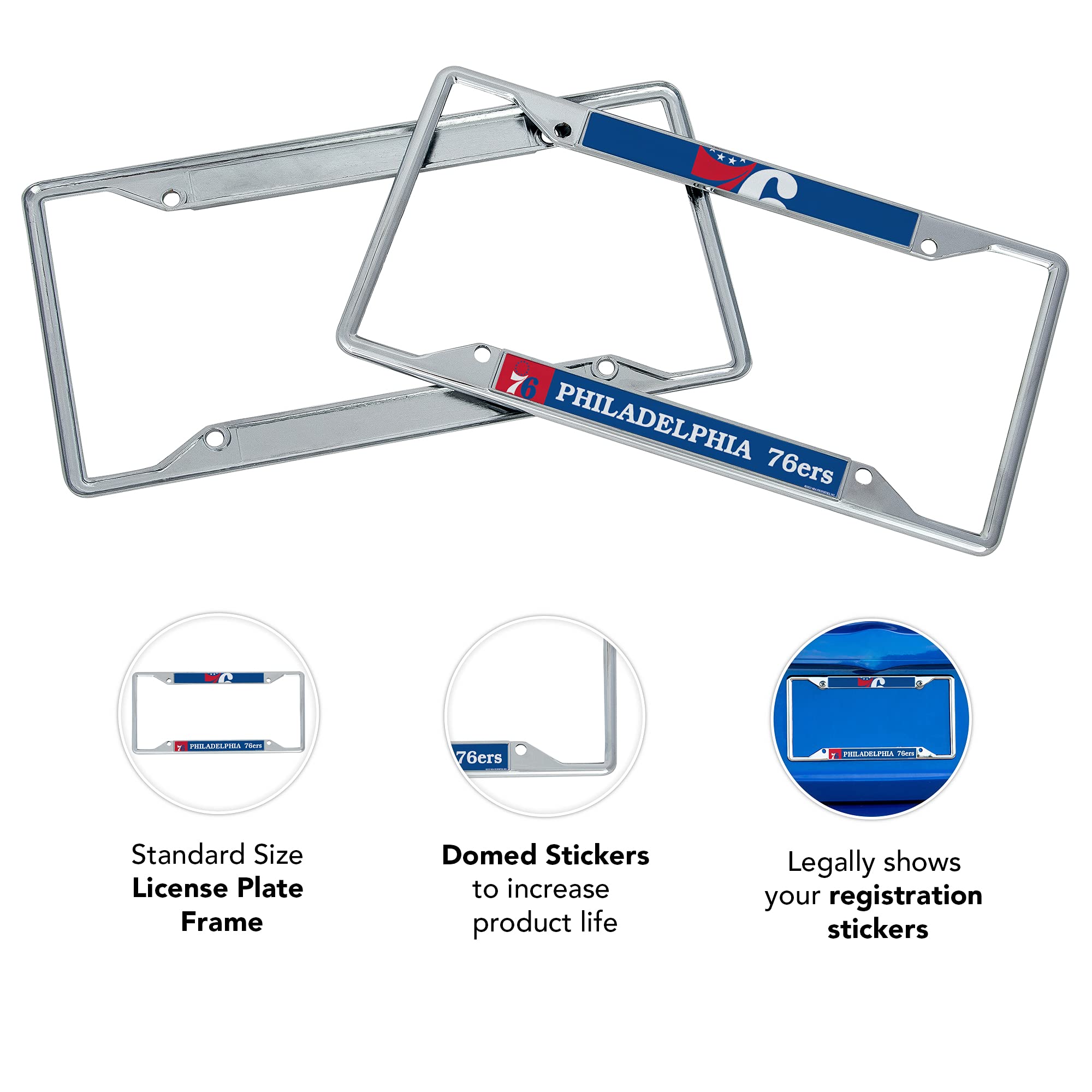 Desert Cactus Philadelphia 76ers Car Accessories NBA Basketball Team Metal License Plate Frame for Front or Rear of Car (Up Close)
