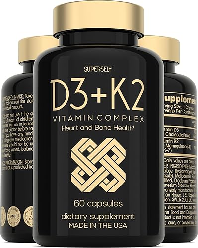 Miniatura 1 de Cápsulas de vitamina D3 K2  Vitamina D3 5000 UI y vitamina K MK7 100 mcg  60 cápsulas  Suplemento vegetariano de vitamina D hecho en Estados Unidos