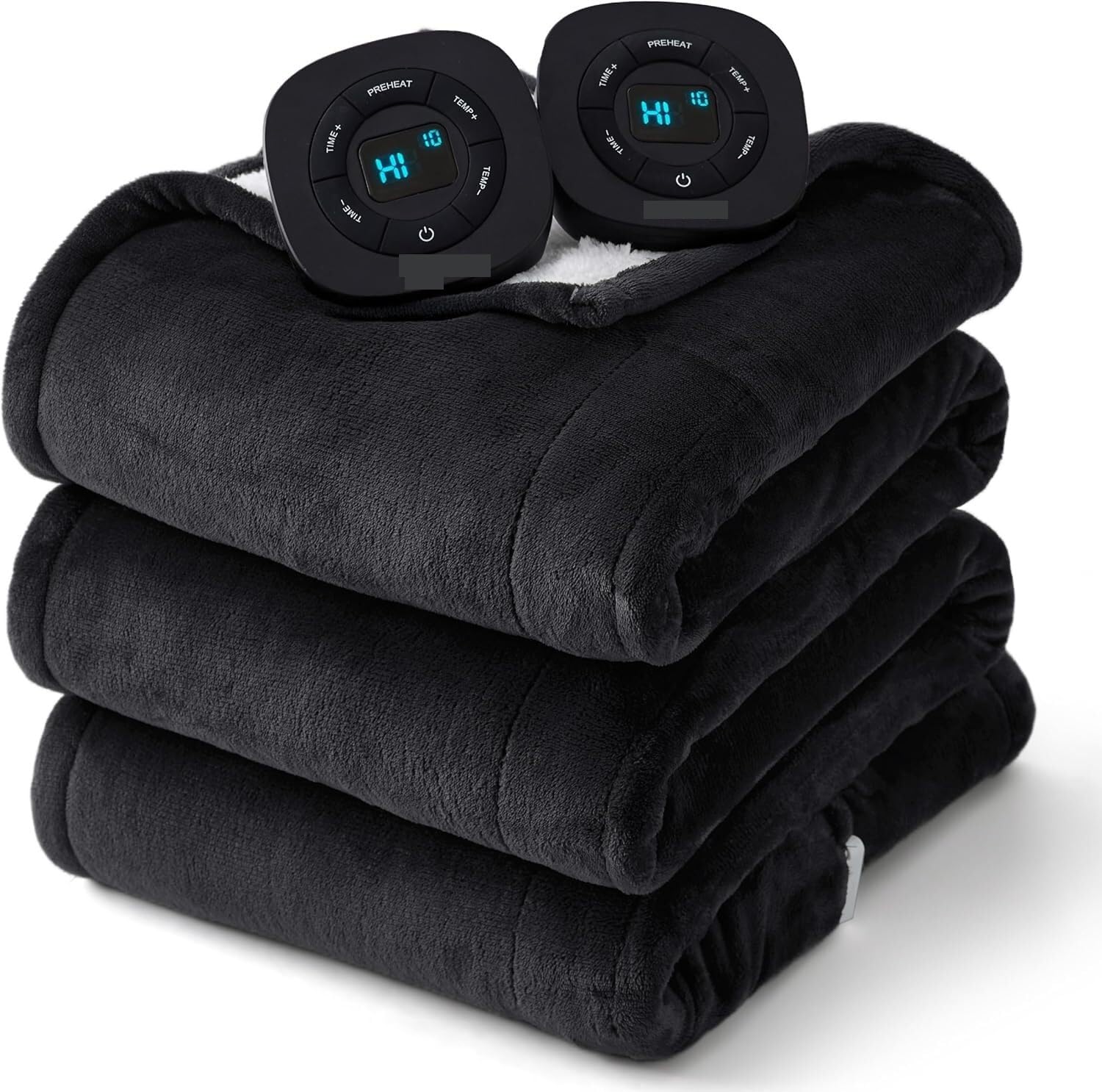 Flannel Soft Blanket, Comfortable Temperature-Adjustable Heating Blanket for Bed, Sofa (100x90 Inches, Cream White)(07 - Black)