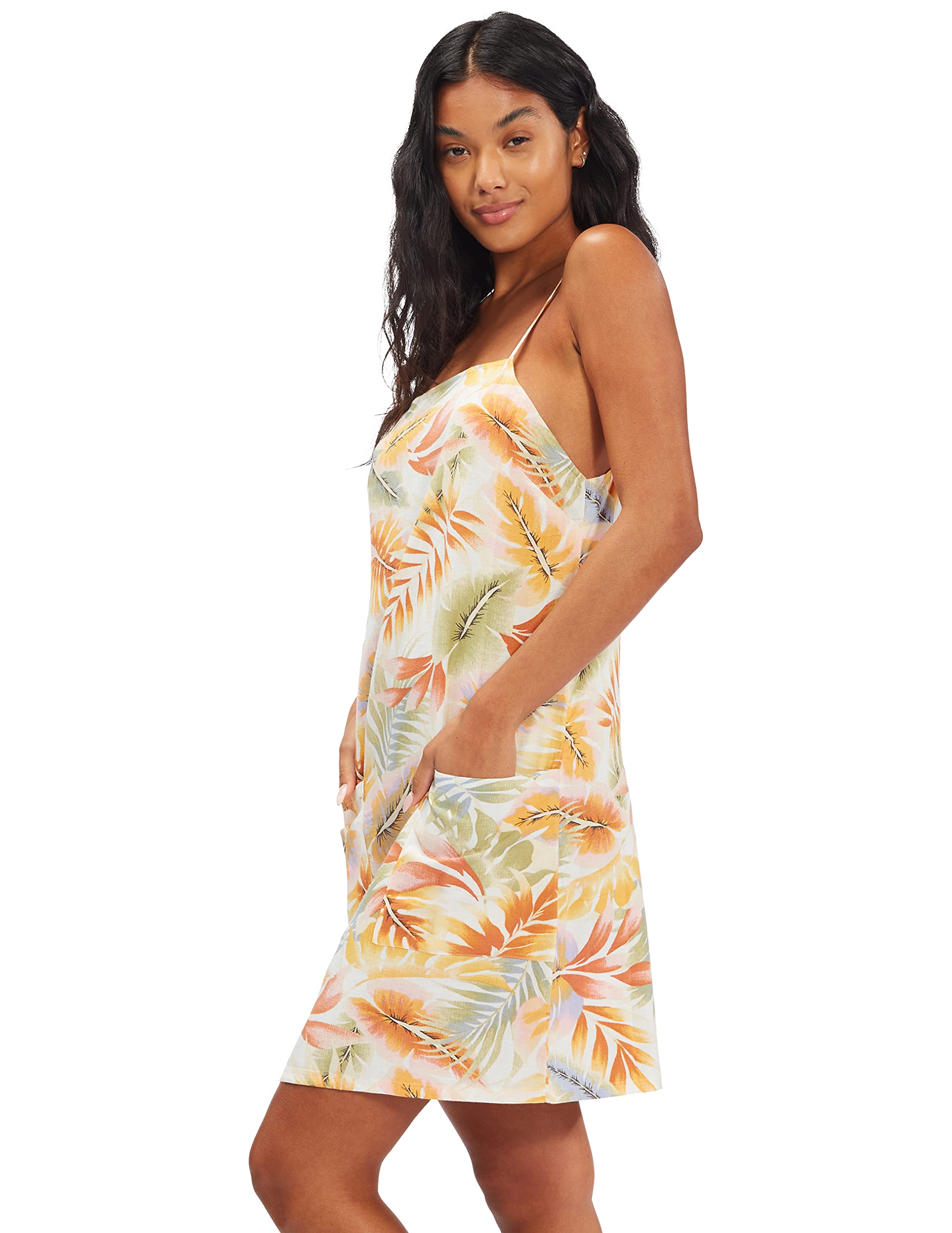 Billabong Straight Round Woven Mini Sundress Dress Vestido Informal para Mujer
