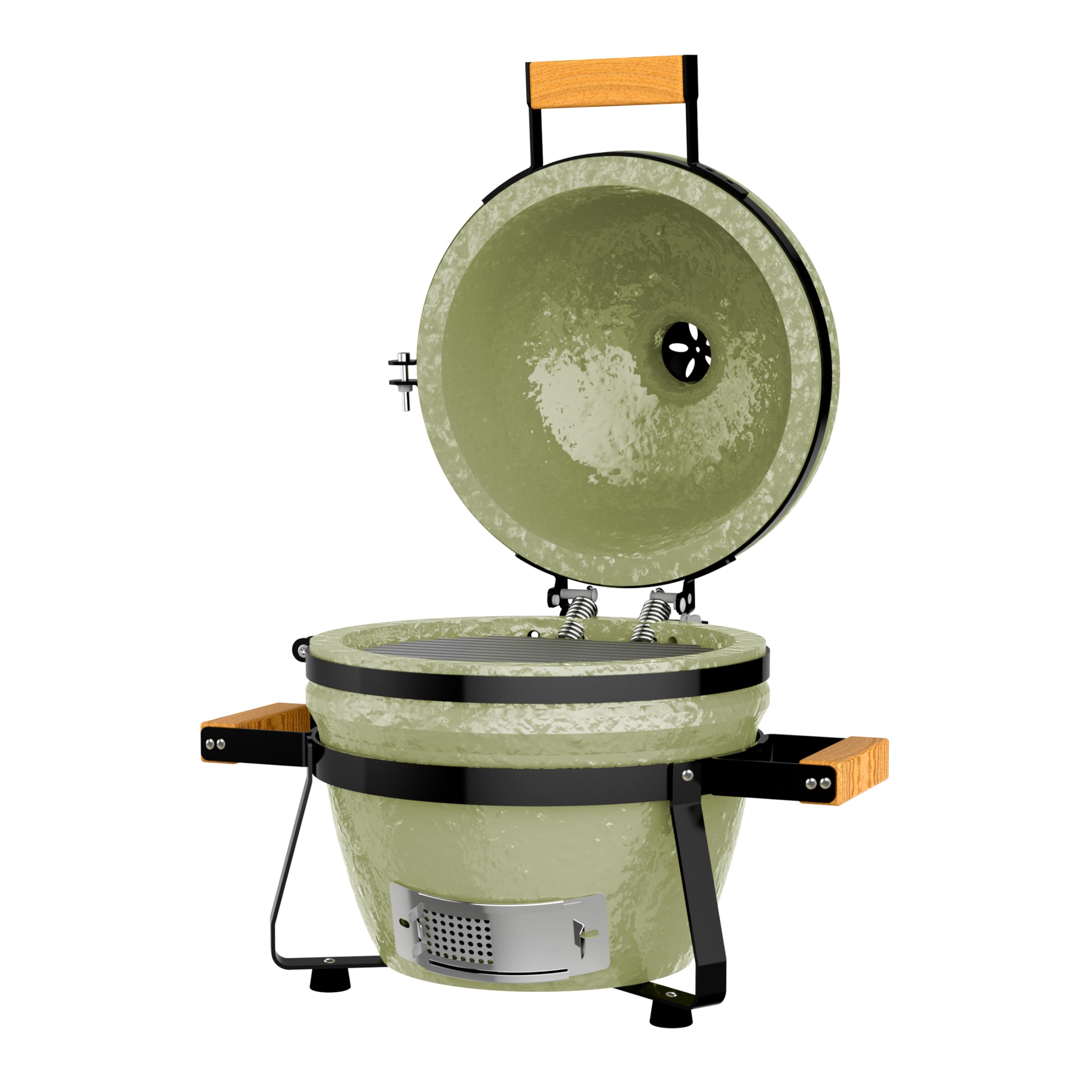Cecotec Kamado Barbacoa de Carbón Cerámica Ø 32cm DragonFire 3200. Asa, Ahuma, Hornea y Guisa, Resistente a 1000ºC, Diámetro 32cm, Soporte Hierro Fundido, Cámara Hermética, Ruedas, Termómetro