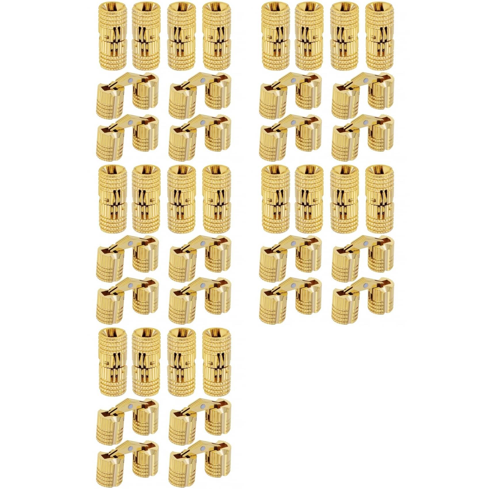 Jnchdghwa As Shown 40Pcs 10 Mm Hidden Brass Hinges,180 Degree Opening Angle Concealed Furniture Hinges