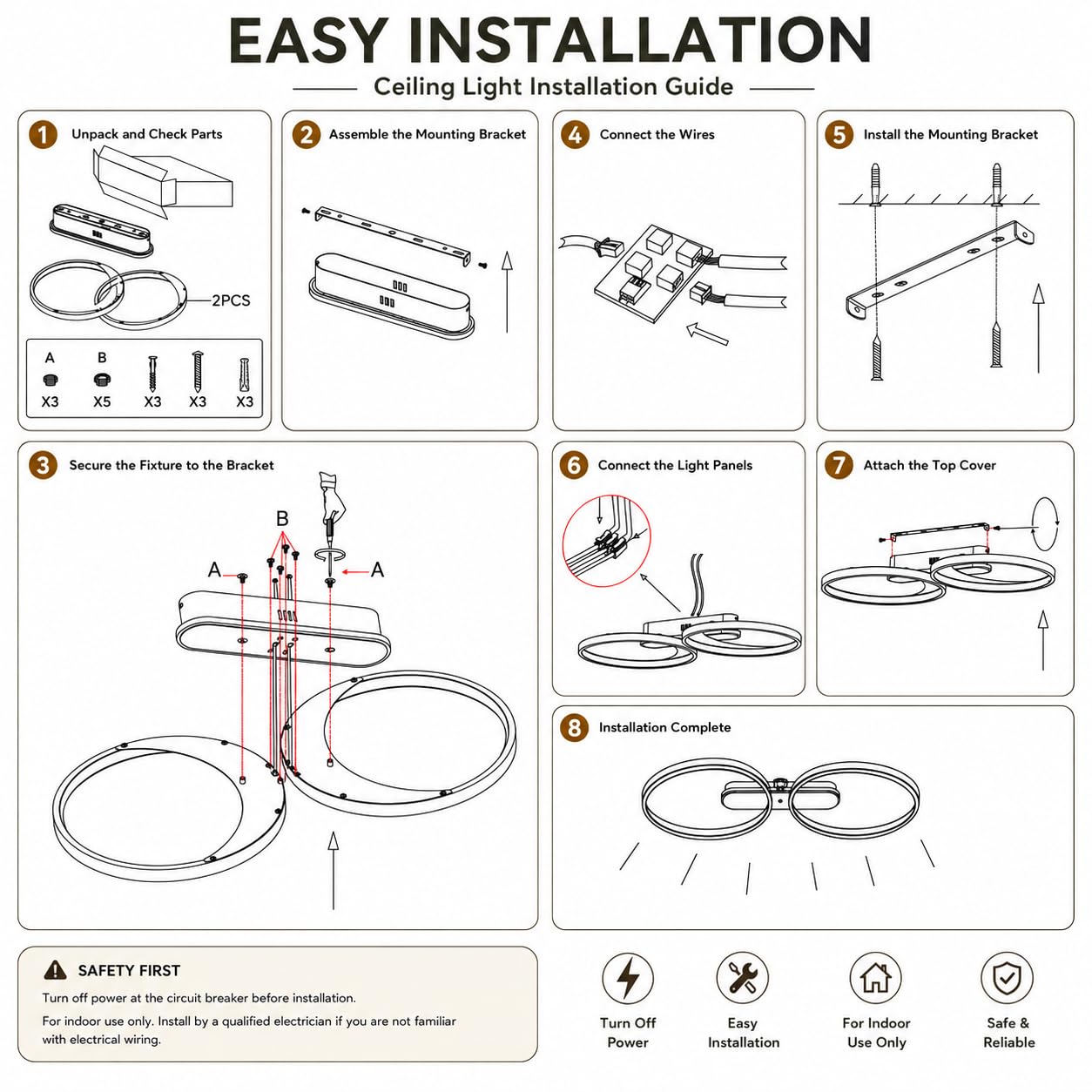 KZT Smart Plafoniera dimmerabile con telecomando lampada da soffitto con Matter compatibile Alexa e Google Assistant 42W LED moderna plafoniera, controllo vocale e applicazione, per soggiorno e camera