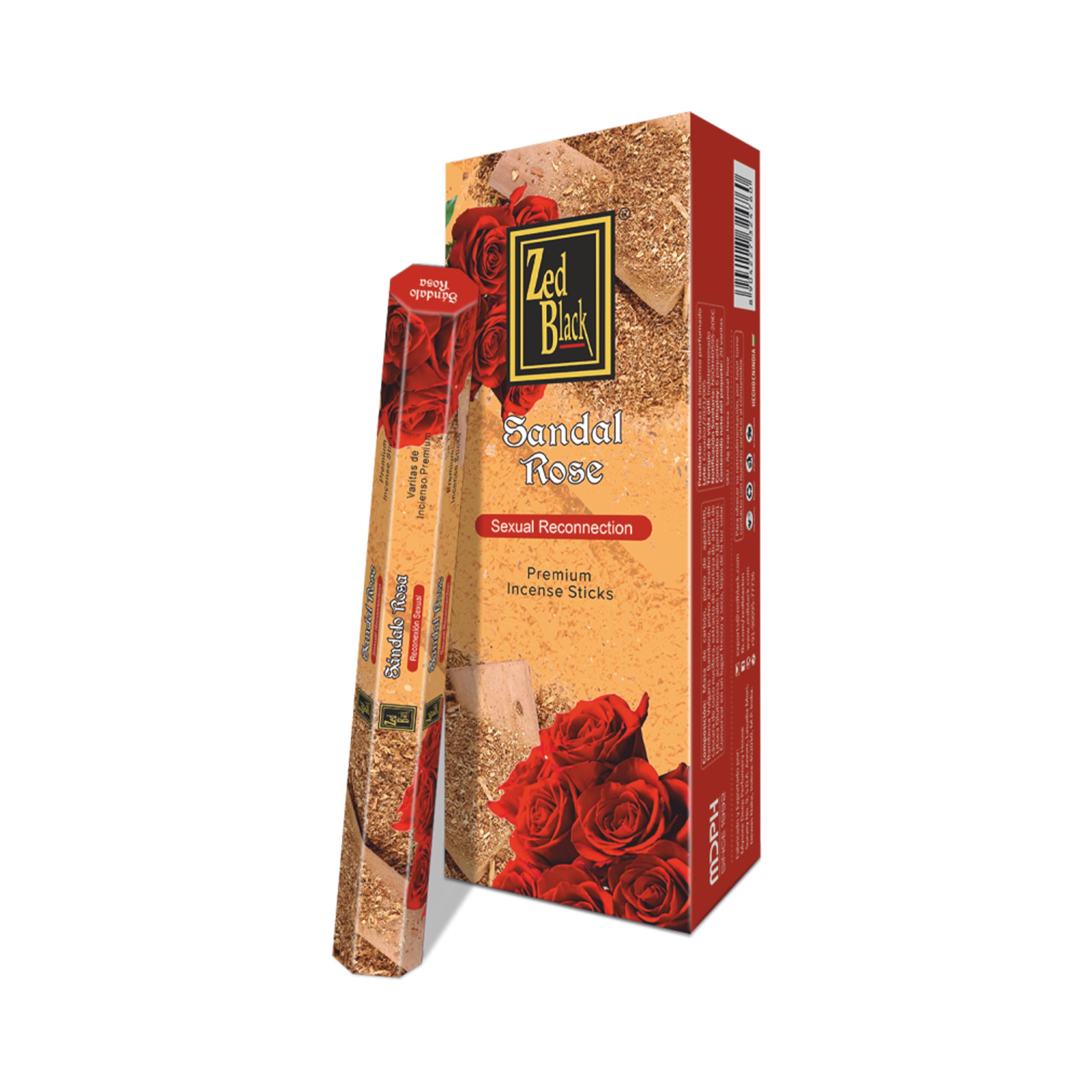 ZED BLACK Z021 Sandal Rose Incense Sticks, 20 Sticks x 6 Packs