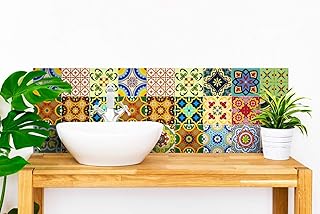 Tile Stickers 24 PC Set Traditional Talavera Tiles Stickers Bathroom & Kitchen Tile Decals Easy to Apply Just Peel & Stick Home Decor 6x6 Inch (Kitchen Tiles Stickers C1)