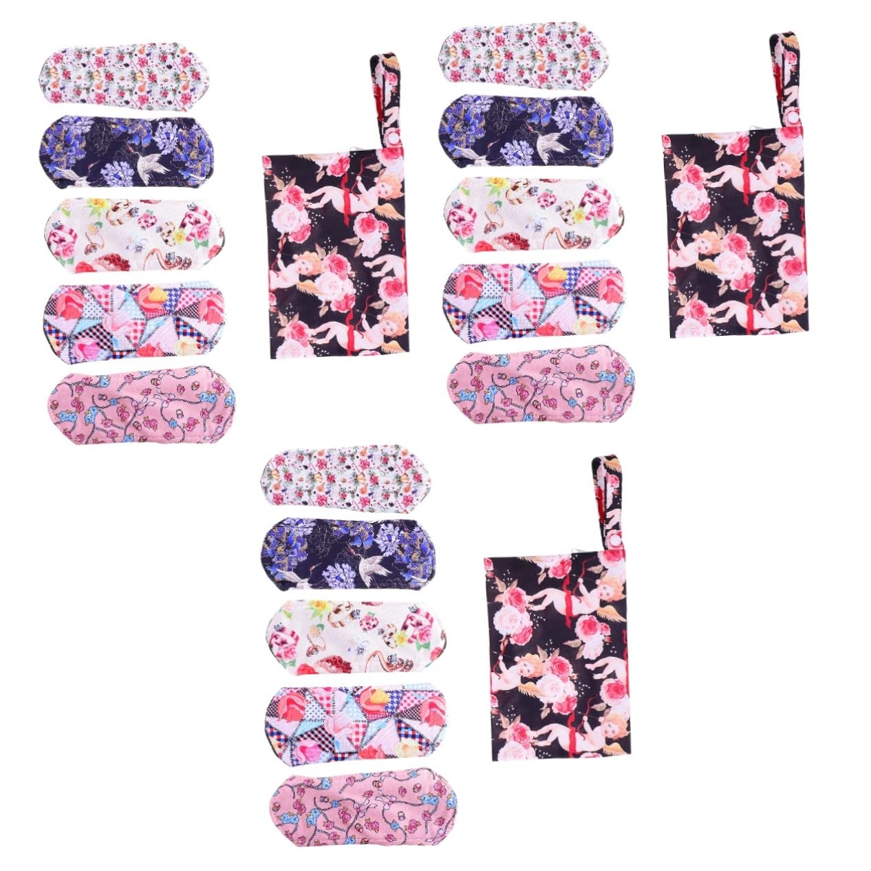 Healeved 15piezas Compresas Menstruales Reutilizables De Con Bolsa De Almacenamiento Almohadillas Sanitarias De Diseño De Botones Presión Transpirables y Ecológicas Para Abundante