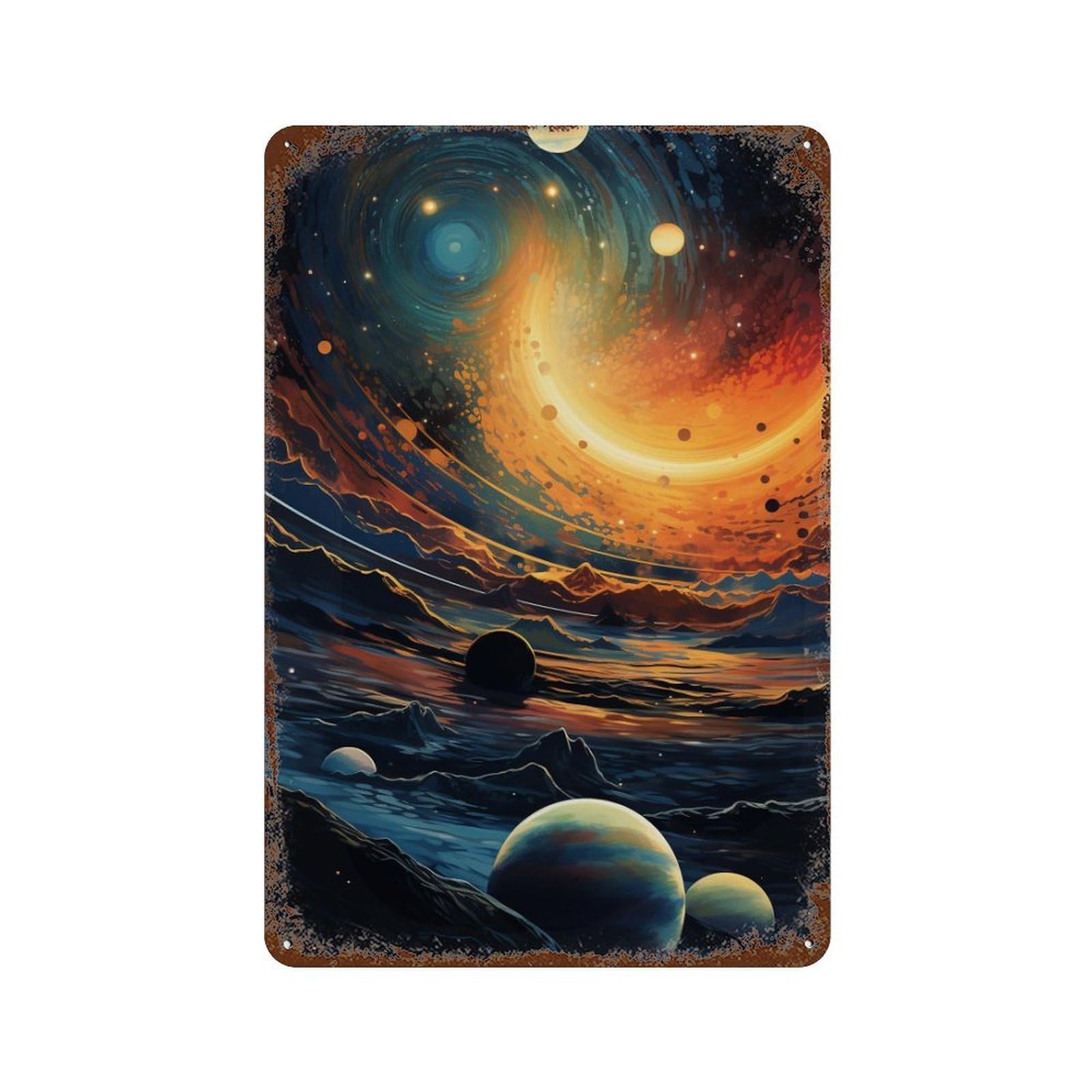 Vintage Metal Tin Sign Galactic Dreamscape -3 11.8"x7.9", Classic Wall Plaque for Pub, Kitchen And Man Cave Decor