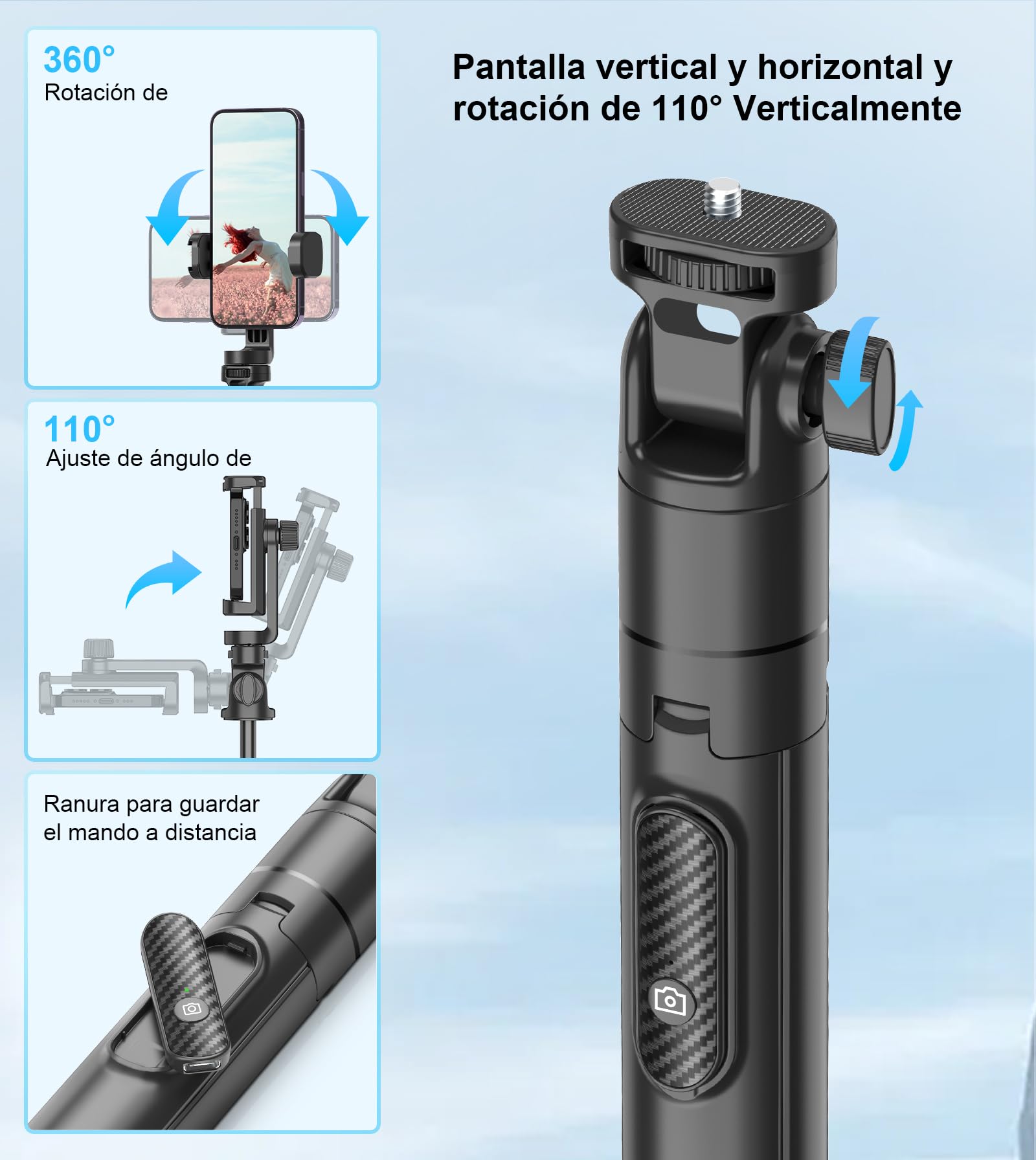 Gahenwo Vlogging Kit,Palo Selfie Trípode Móvil Teléfono con luz LED, 155cm Trípode Monopie para Cámara de Pie con Mando a Distancia y Soporte de Teléfono Móvil para iPhone