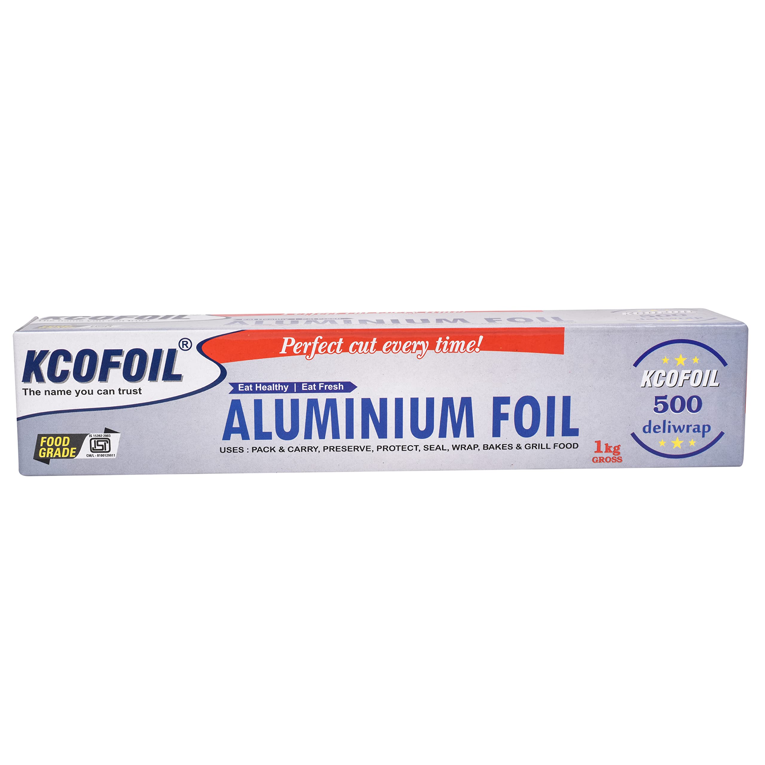 500g Food Grade Aluminium Foil | ISI Certified | 18 Micron Thick | Ideal for Wrapping, Packing, Cooking, Baking | Silver Foil Roll for Kitchen Use | Safe Aluminum Foil | Pack of 1