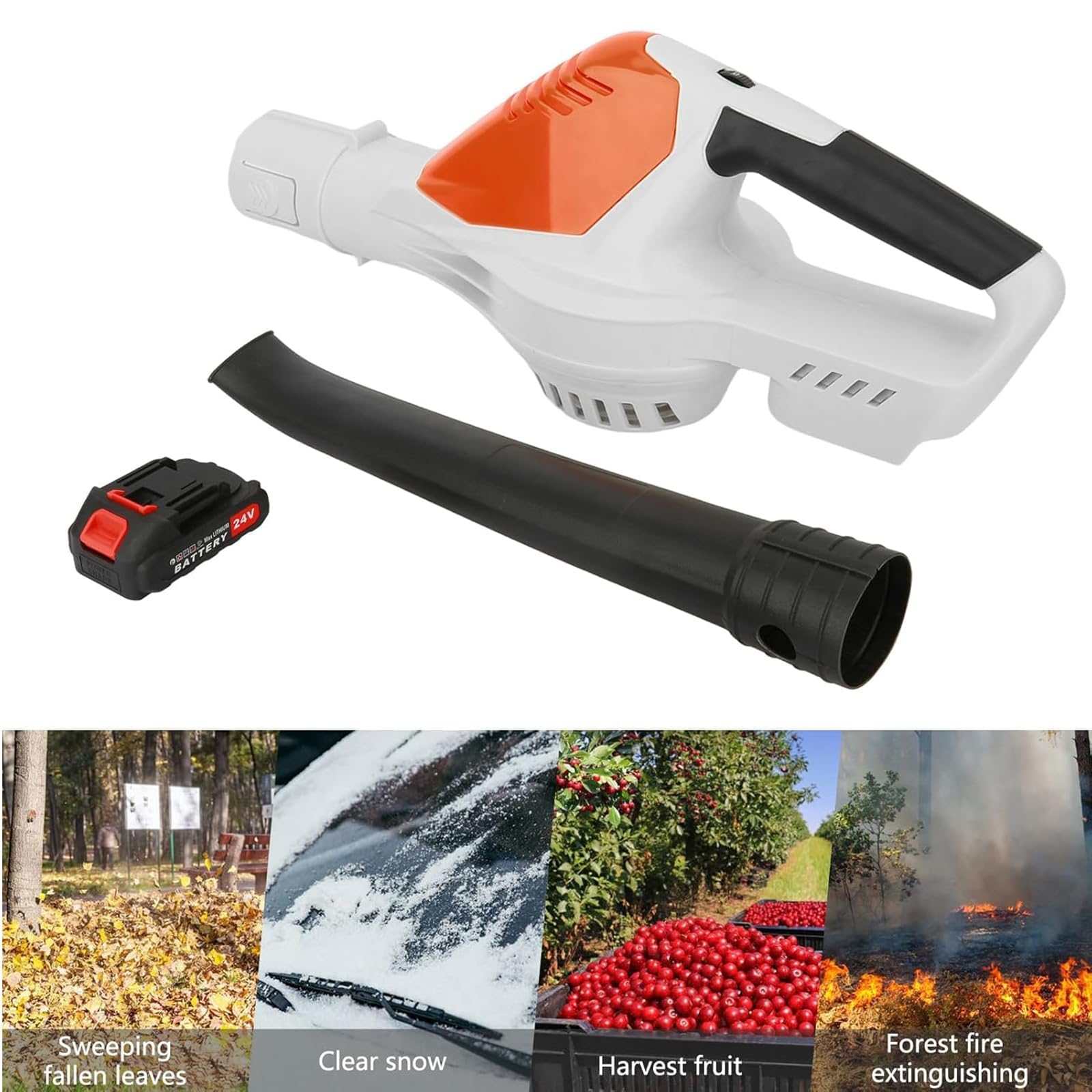 Soffiatore per foglie senza fili, velocità regolabile, ventilatore da giardino portatile ricaricabile per patio, garage, pulizia della terrazza