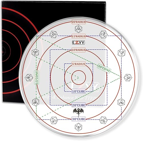 Plantilla de daño AOE mejorada extra grande a cubo de 30 pies y cono de 30 pies marcador de efecto acrílico de área DD con caja de regalo accesorios