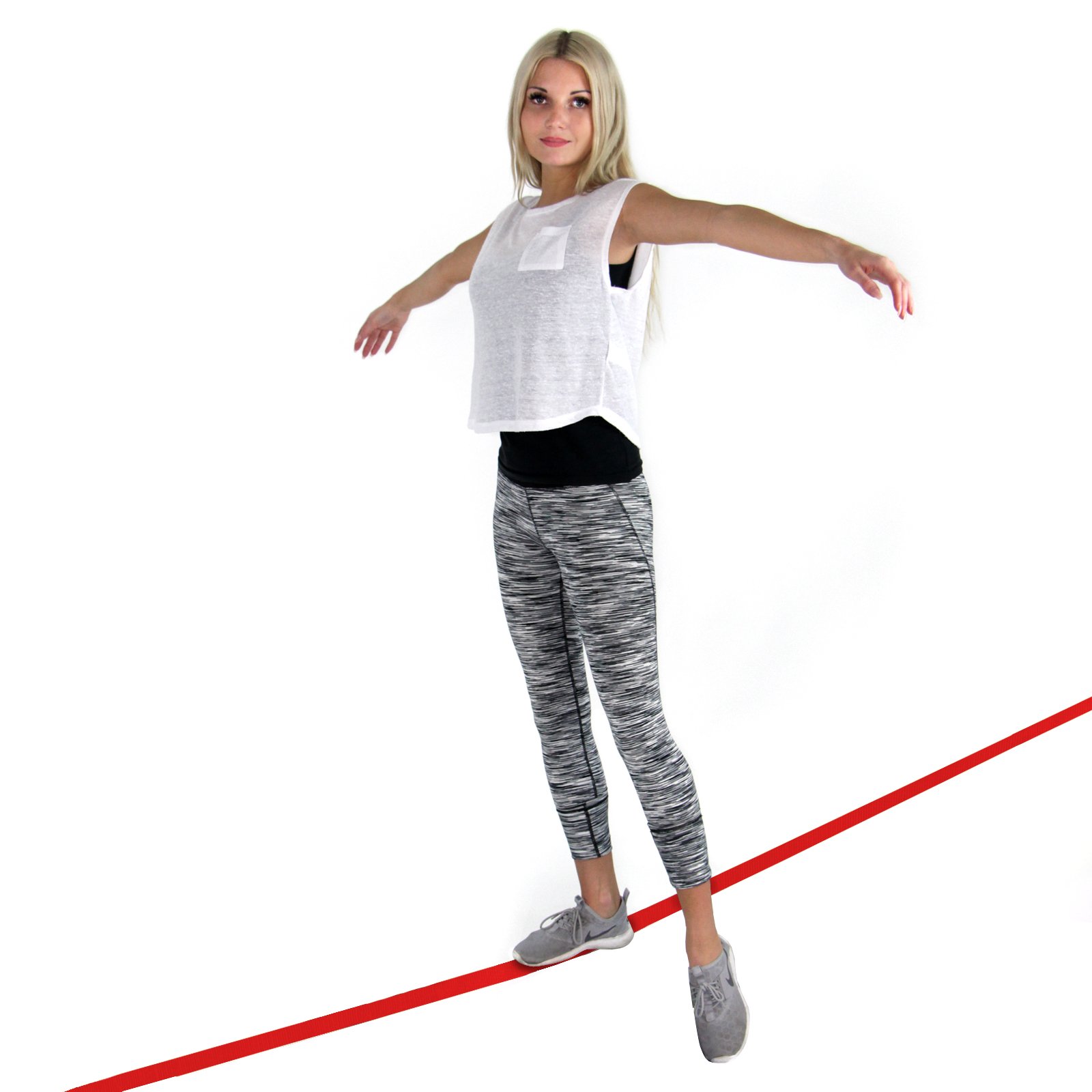 ALPIDEX Slackline 15 m für Anfänger und Fortgeschrittene geeignet, max. Belastung 2 Tonnen, inkl. Transportbeutel 7 Jahre Garantie auf Material* - rot
