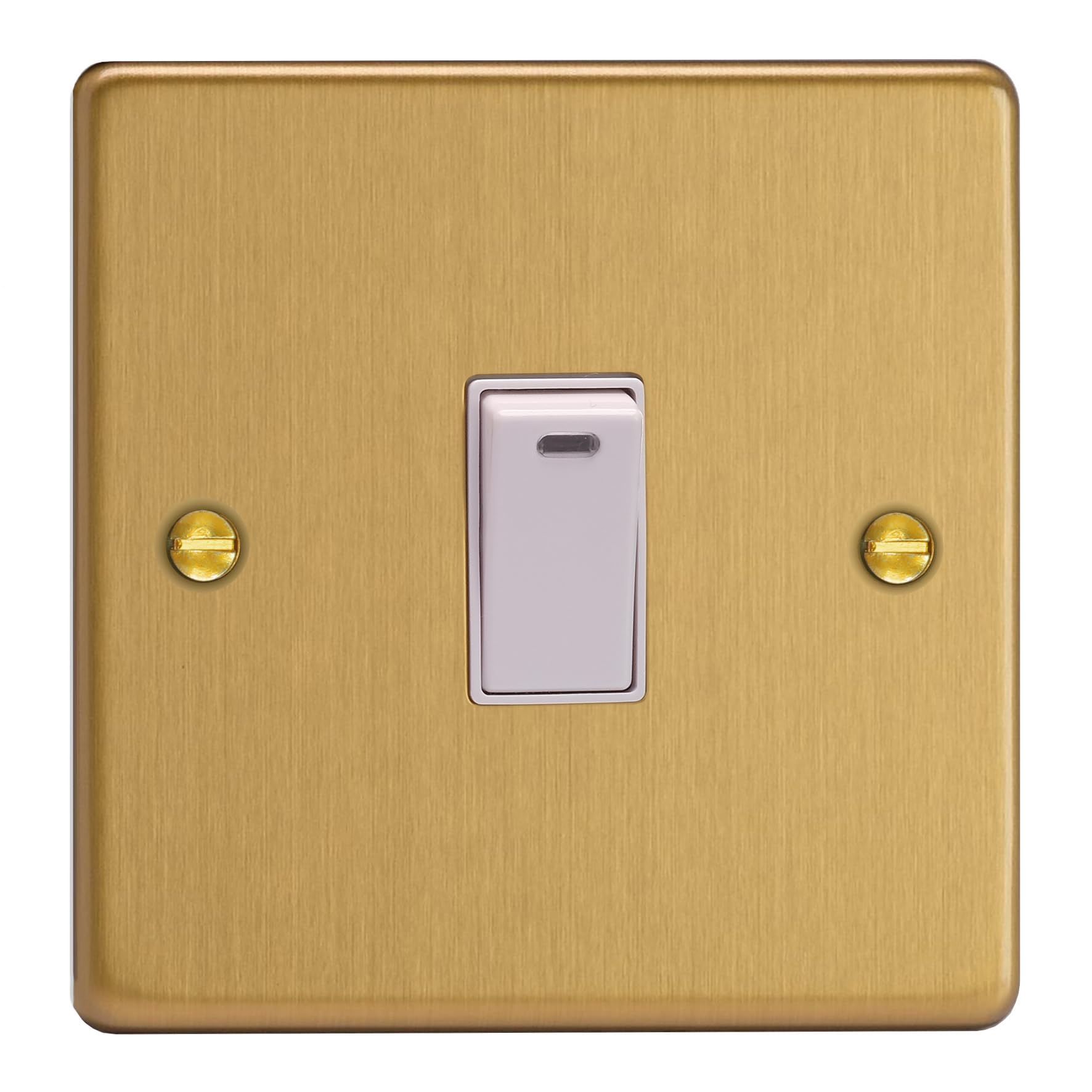 Varilight 1-Gang 20A Double Pole Rocker Switch + Neon Indicator Light Brushed Brass
