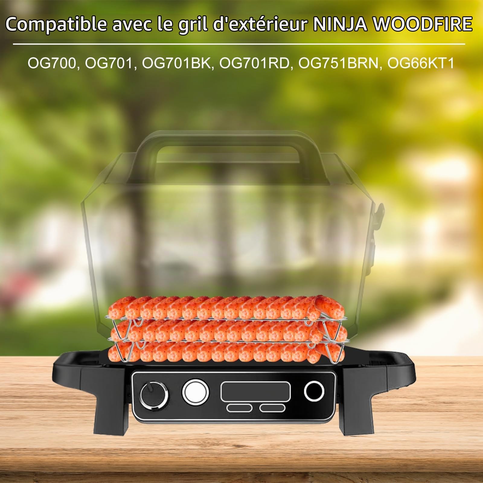 2 Pièces Grille pour Ninja Woodfire, Acier Inoxydable Antiadhésif Barbecue Cuisine Support de Gril Compatible avec Ninja Woodfire et Fumeur BBQ Camping Pique-Nique Accessoires de Gril
