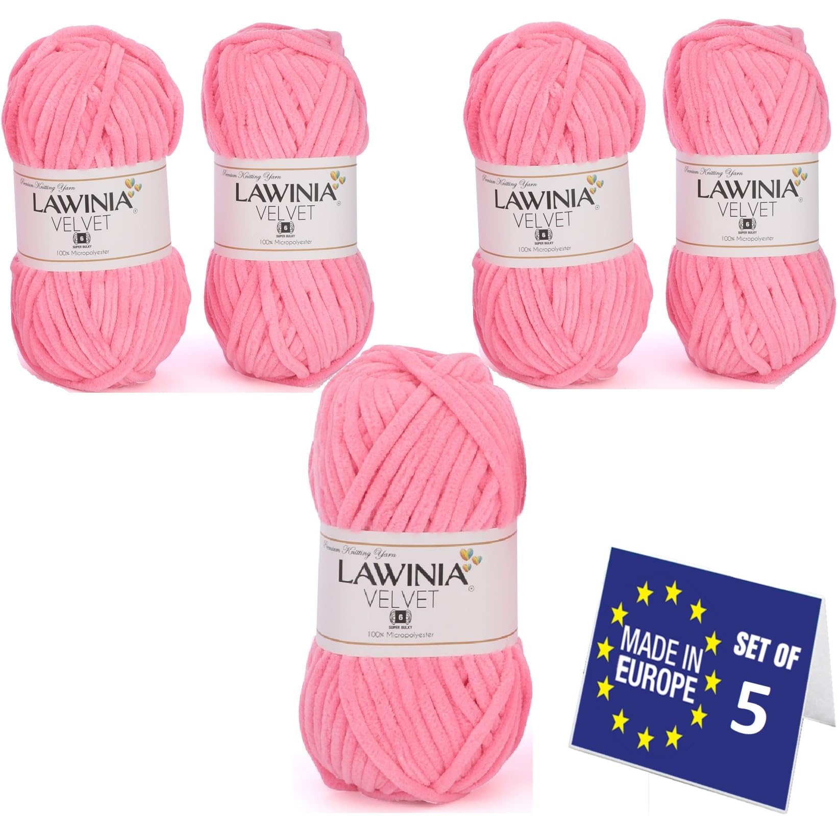 LAWINIA Premium Soft Chenille Yarn Chunky for Knitting Thick Velvet Yarn, Does NOT SHED, Plush Crochet Chunky Wool