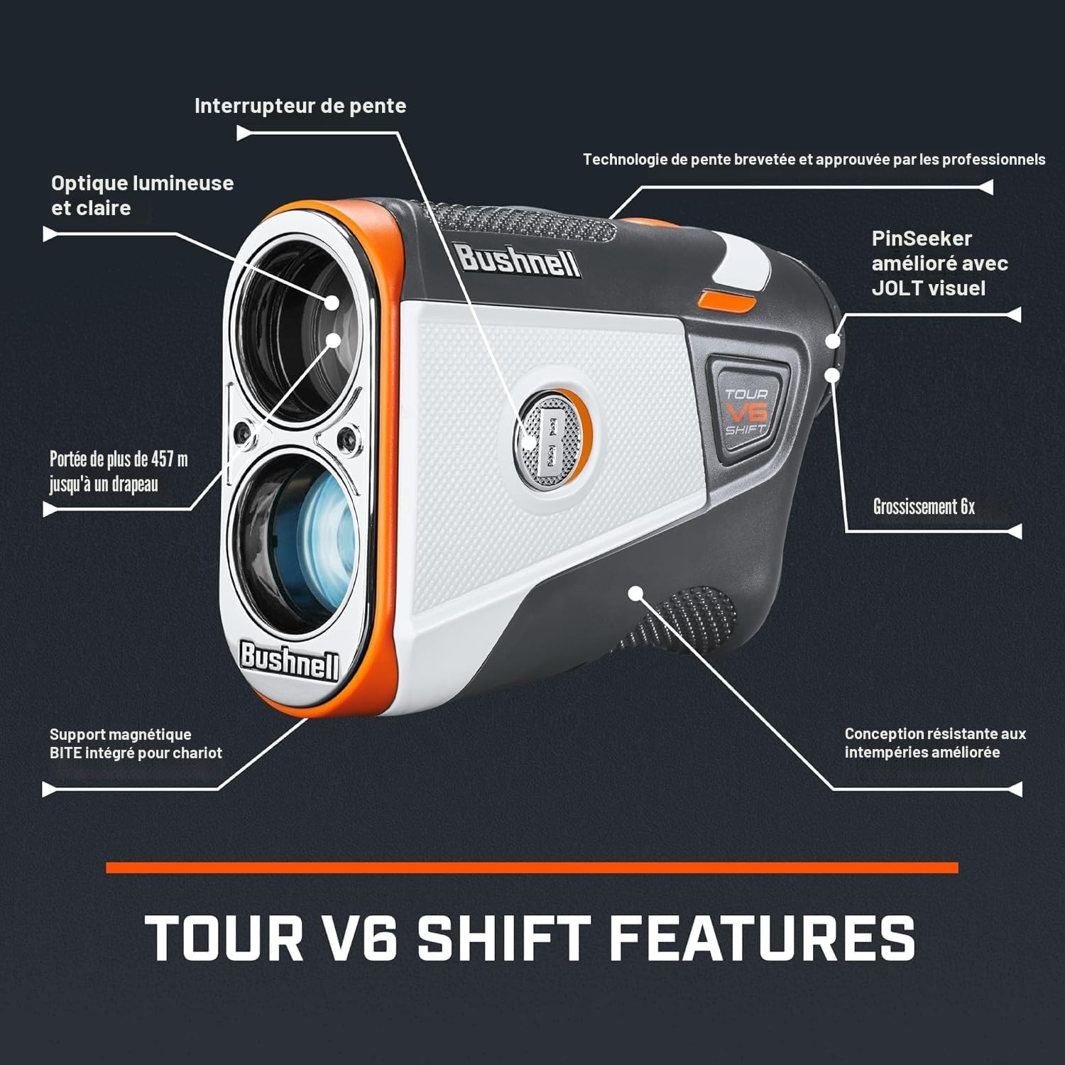Bushnell Tour V6 Shift Télémètre Laser Golf Rangefinder 202321, Standard