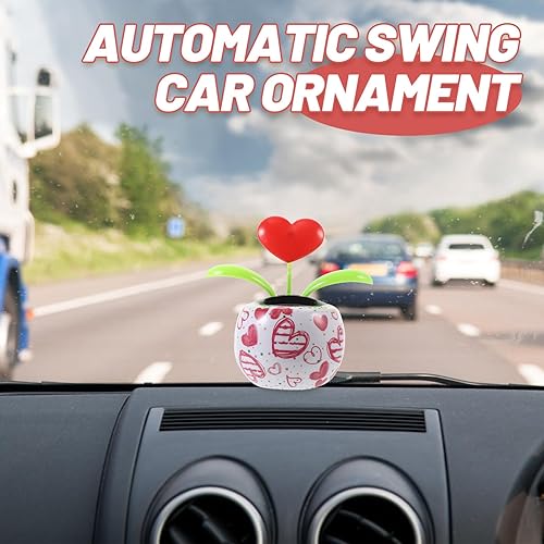 Miniatura 2 de Abaodam Figura de bailarina solar de flor de corazón para decoración del hogar, bonsái bailarín con energía solar, juguete de baile oscilante para