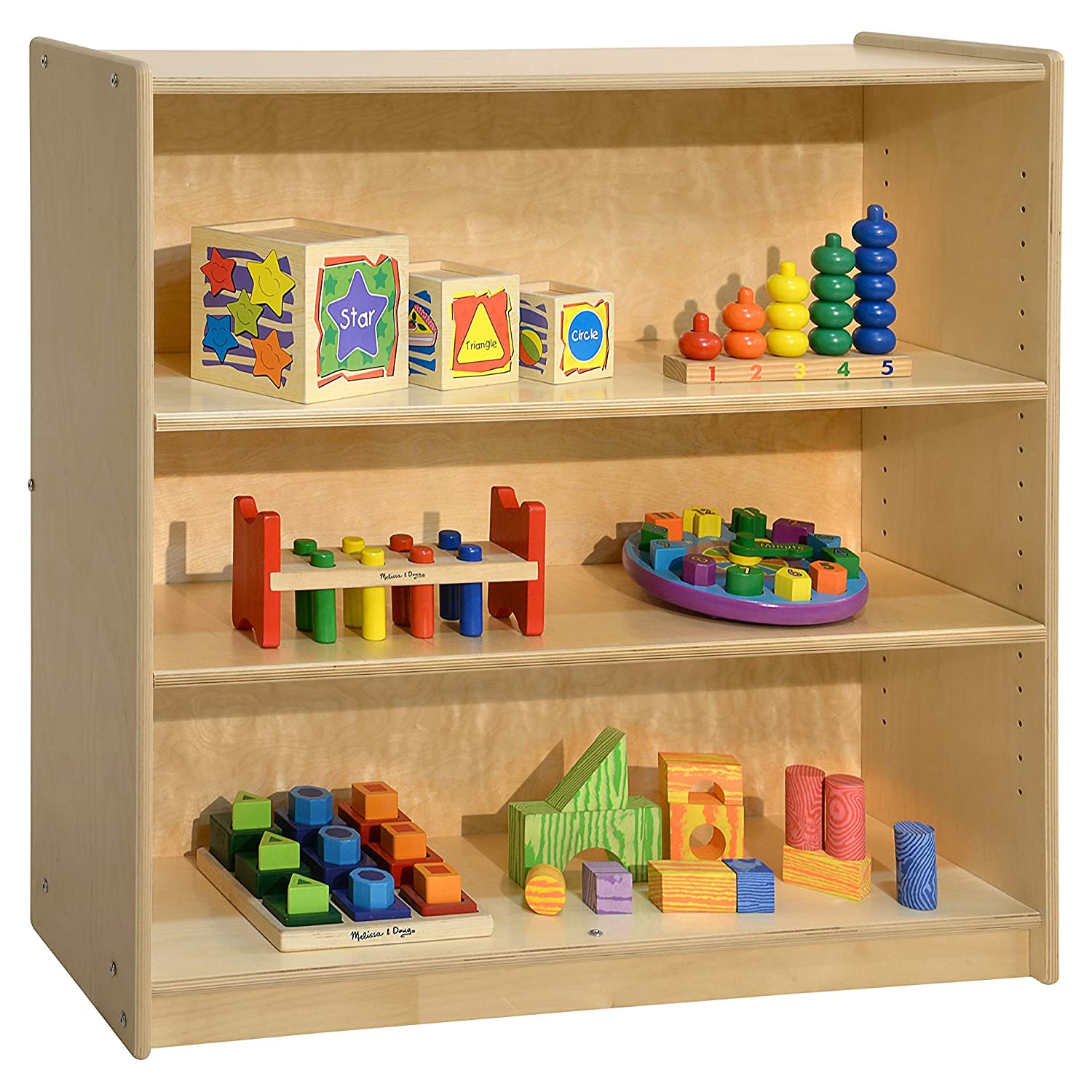 Contender 34"W Baltic Birch Bookcase with Two Adjustable Shelves |Montessori Bookshelve for Home, Office, Classroom, Daycare [ Greengaurd Gold Certified]