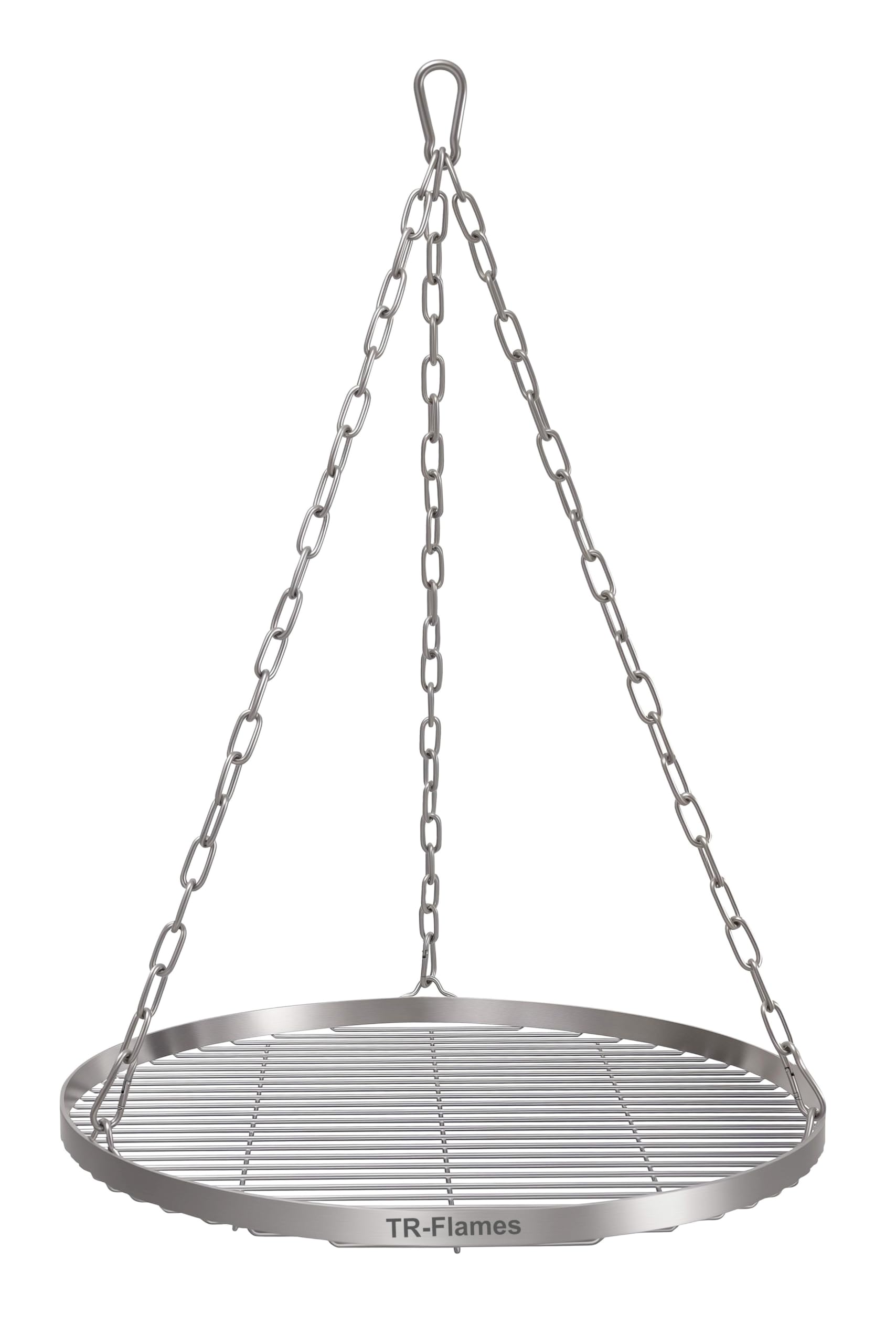 TR-FLAMES 50cm Edelstahl Grillrost Mit Kette Ø4, Schwenkgrill, BBQ, Camping, Outdoor Grillzubehör