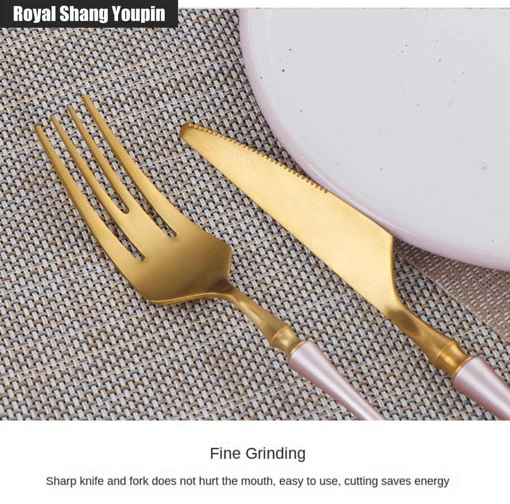 Squisita Piccola Vita Barbarica Oro Rosa Cucina Acciaio Inossidabile Posate Stoviglie Posate Set Di Posate Casa Ristoranti Banchetti Coltello Da Bistecca E Forchetta Cucchiaio Da Insalata (16 pezzi)