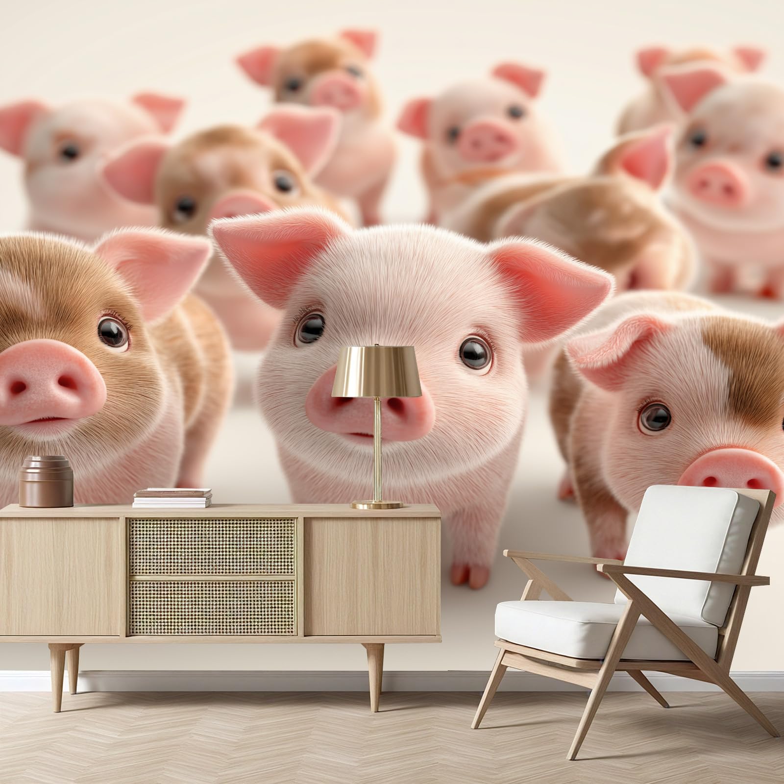 Cochon ferme animal papier peint panoramique 3d lavable cuisine