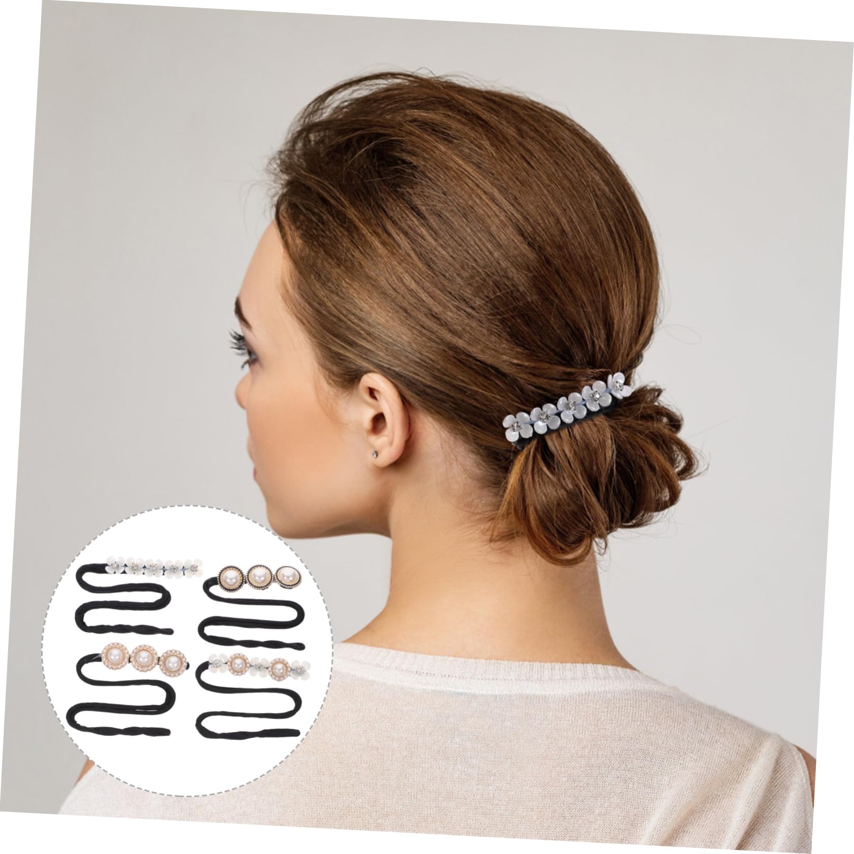 FRCOLOR 12piezas Hacer Moños De Pelo Herramienta De Estilo Retro Perlas Accesorio De Peinado Rápido Para Mujeres y Niñas Para Uso Diario y Fiestas