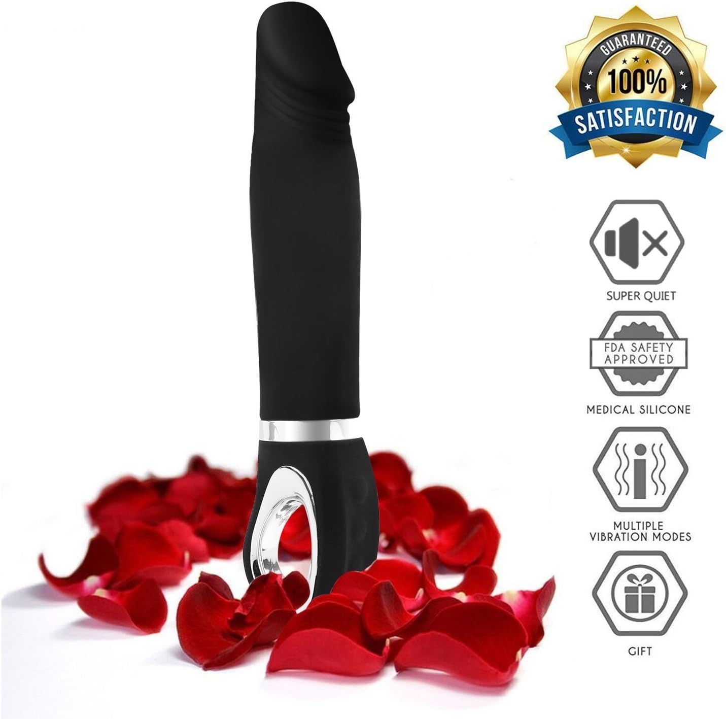 Wand Massagers,KEENIGH 10 Pattern Vibrate Mode Multipurpose Noiseless Powerful Silicone Safety Material Portable Personal Body Handheld Massager for Women (Black)