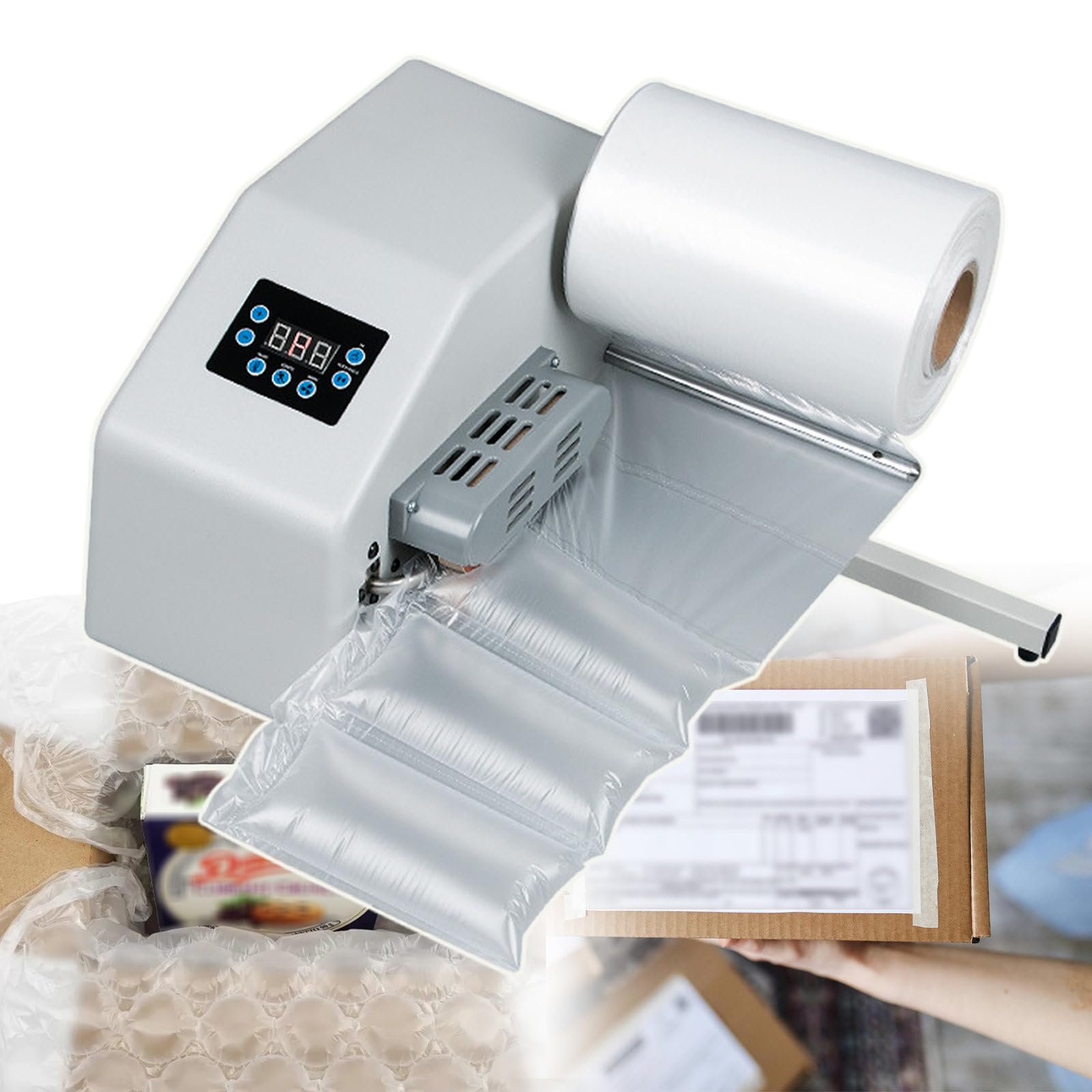 Aserzenith 1 Inflatable Air Cushion Machine,Bubbles Shipping Wrap Roll Inflatable Machine,Inflation Speed Max 6M/Min,Temp 80-75°C Adjustable,For Inflating Cushioning