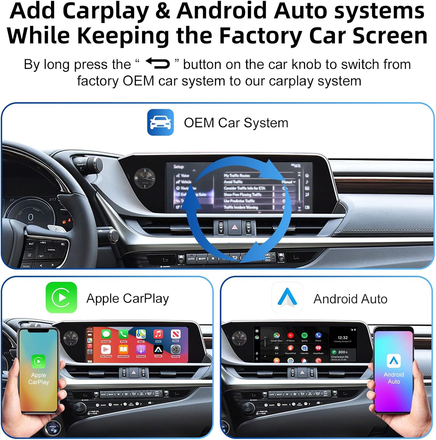 Switching between OEM and CarPlay/Android Auto systems