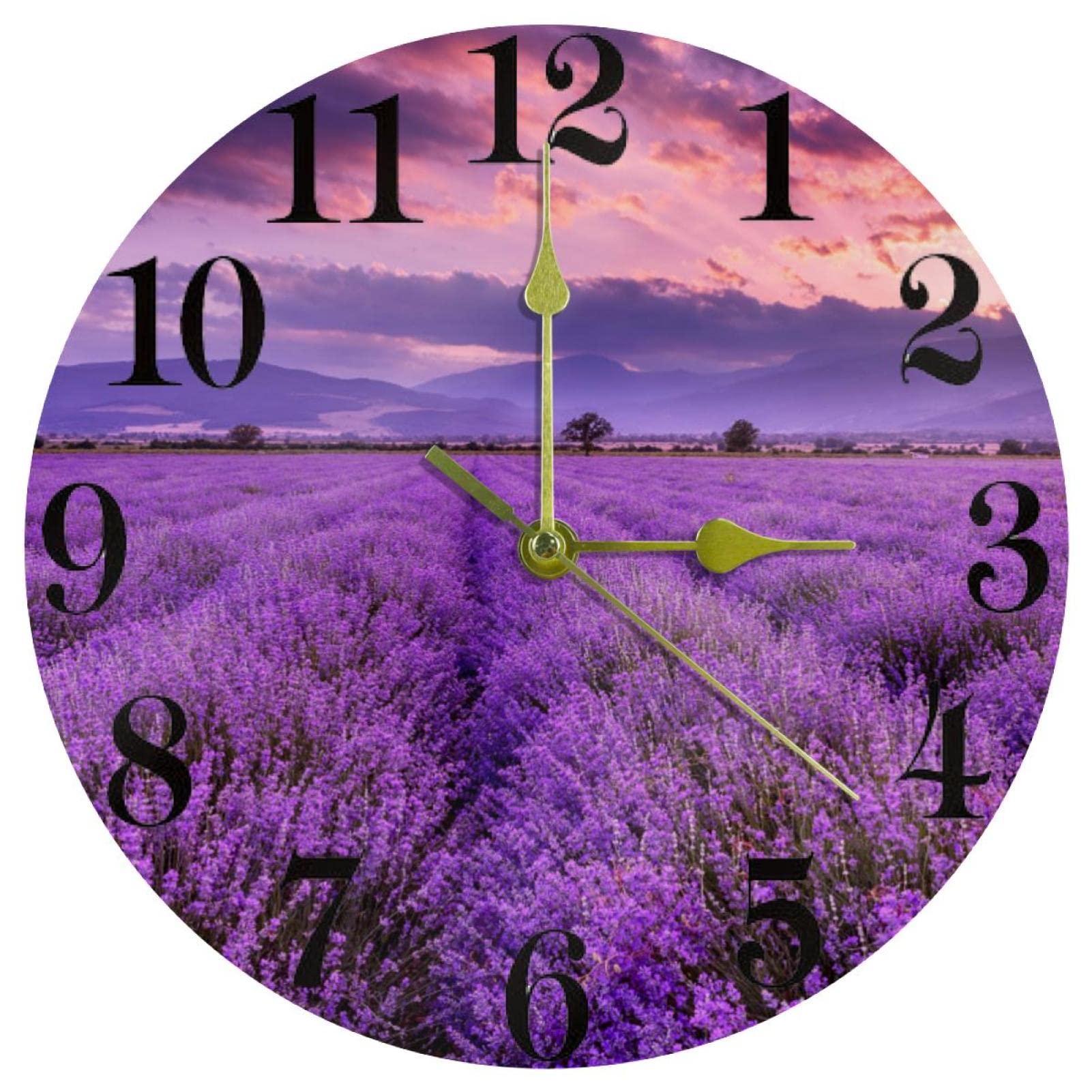 Horloge murale mauve silencieuse ronde pour créer une ambiance paisible à l'école