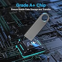 Vista 4 de ABLAZE Paquete de 10 unidades flash de 128MB, unidades flash USB 2.0 metálicas con llaveros USB Sticks Pendrives (Plateado)