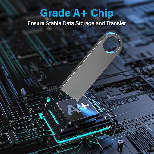 Miniatura 4 de ABLAZE Unidad flash de 32 GB, paquete de 10 unidades de pulgar USB 2.0 de metal con llaveros USB sticks Pendrives (plateado)