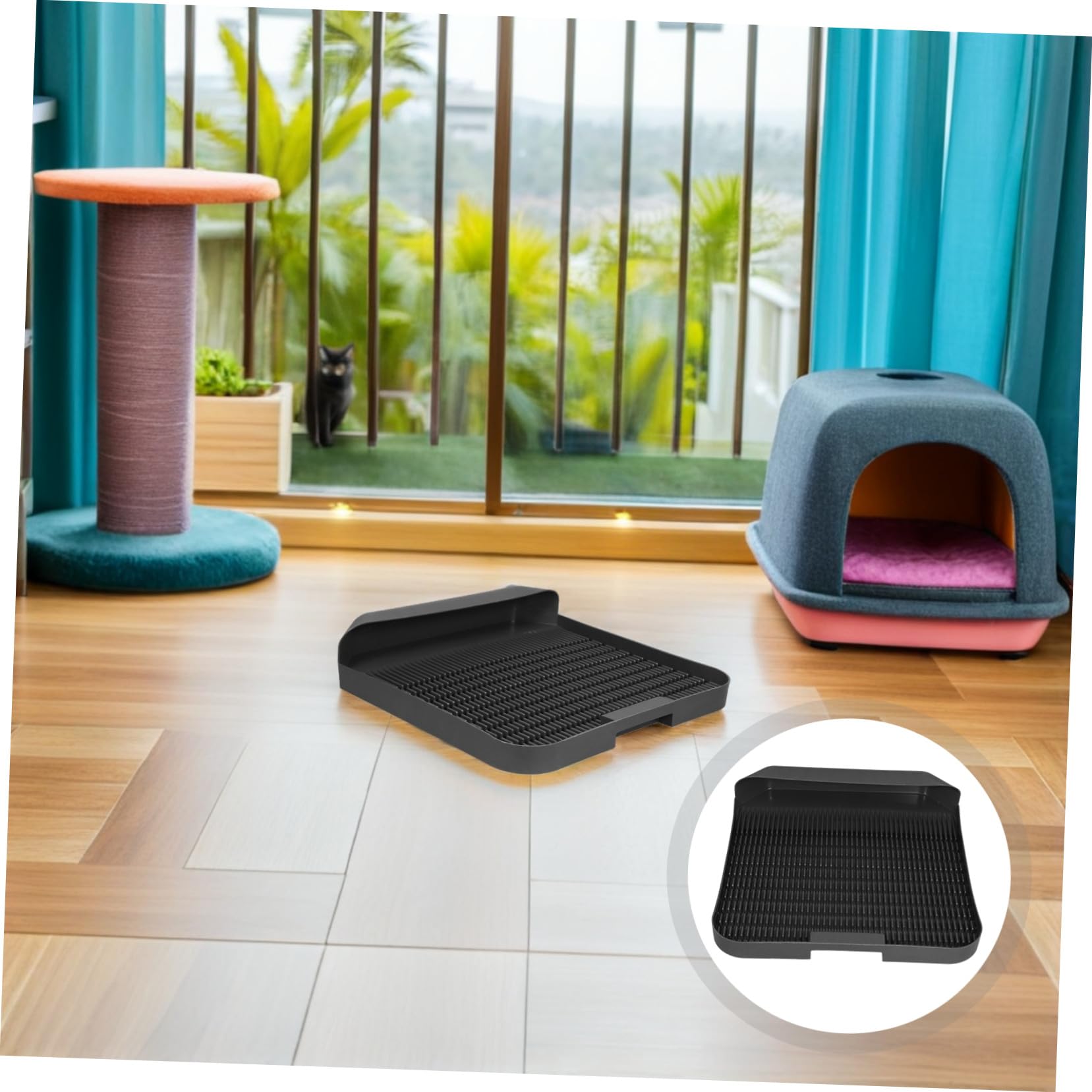 Katze Streumatte Kunststoff Litter Box Matte Rutschfest Leicht Zu Reinigen Streu Auffangmatte Für Katzenklos