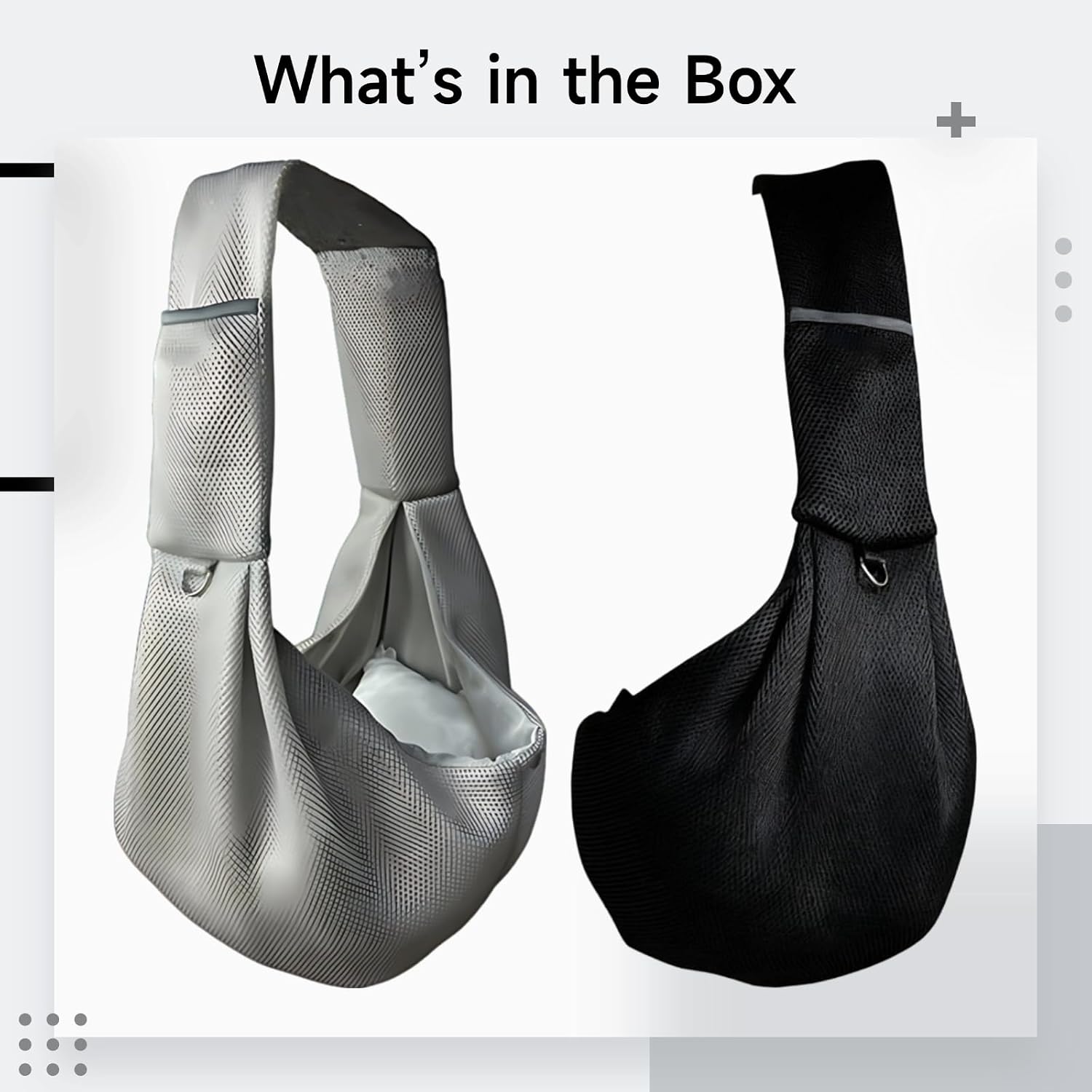 2 Pcs Pet Sling Carrier for Small Dogs and Cats, Breathable Crossbody Pouch Design Up to 12 Lbs, Gray and Black