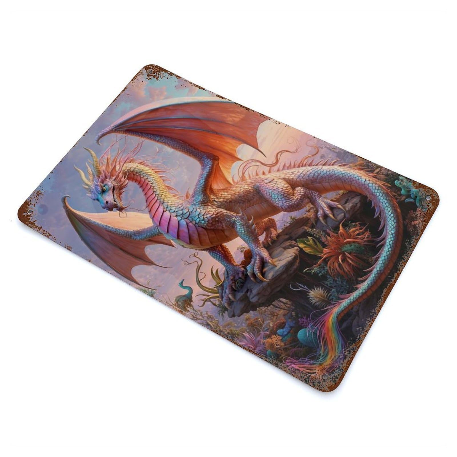Fantastical Dragon Safari Decorative Tin Sign 11.8"x7.9", Retro Wall Decor for Basement, Hobby Room And Garage Decor