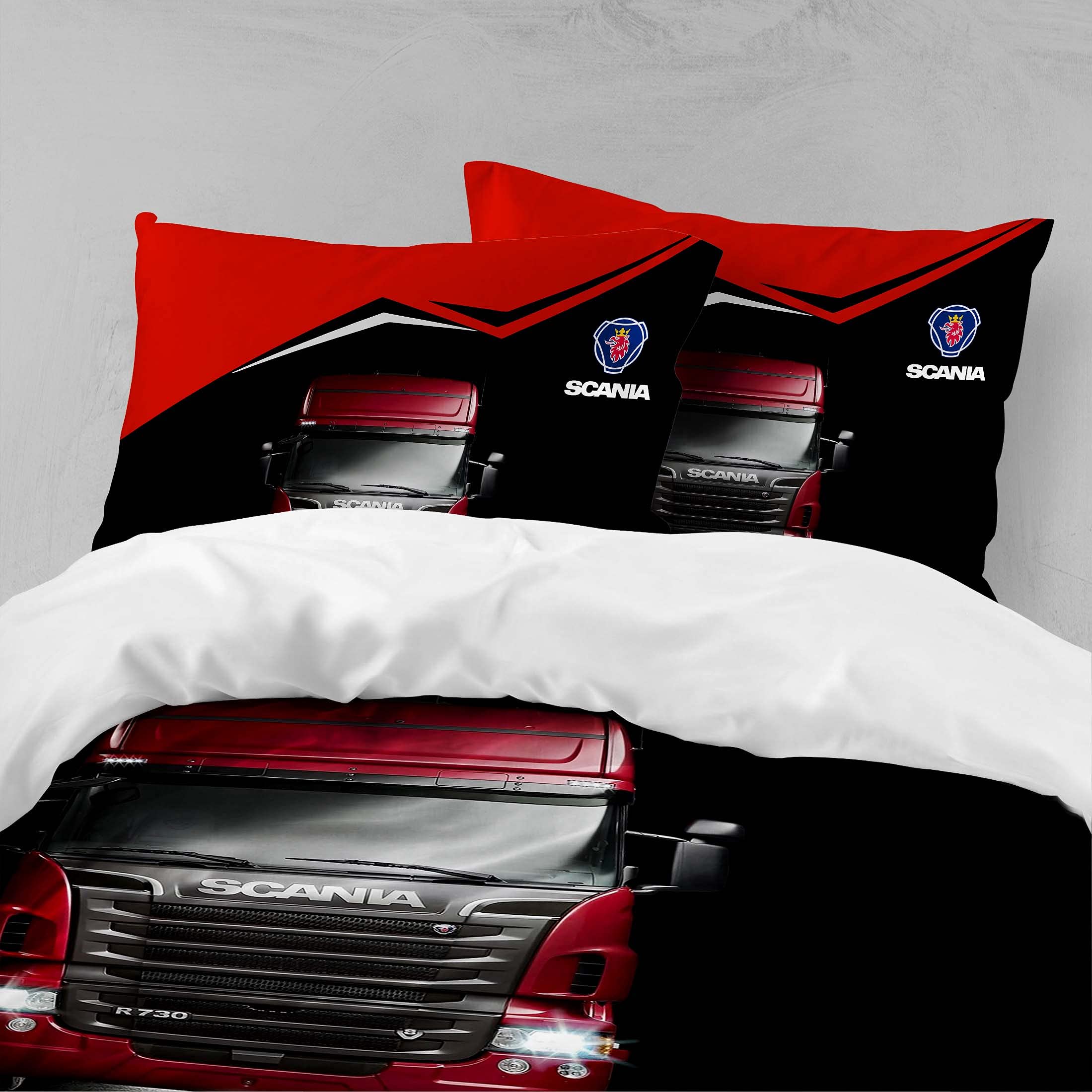 Bettwäsche Set 2 teilig,Klassisches LKW Bettbezüg 135 x 200 cm und 1 Kissenbezüg 80 x 80 cm,Hypoallergenic,70% Polyester/30% Lyocell Mikrofaser Schlafkomfort und mit Reißverschluss - Muster 8