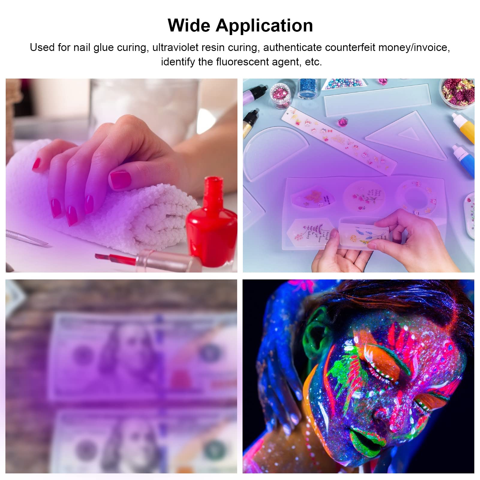3W 395NM Lampada per polimerizzazione con colla per unghie LED portatili Lampada da scrivania a collo d'oca Lampada a raggi ultravioletti per polimerizzazione della colla per unghie