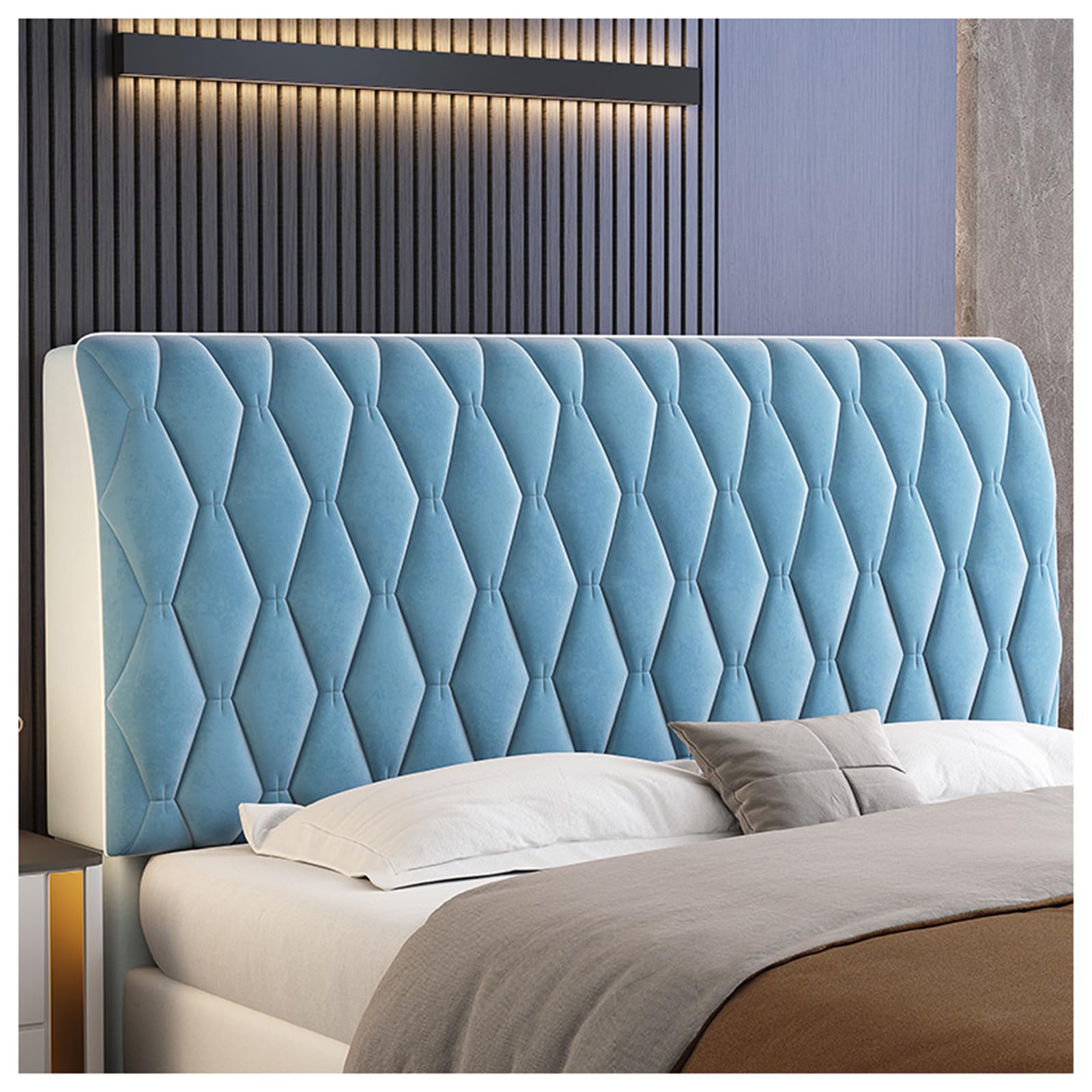 Gofohimi Blue Velvet Headboard Covers For King Size Bed Headboard Cover Queen Full Dustproof Headboard Protectorhead Board Cover Twin Headboard Slipcover,,150Cm
