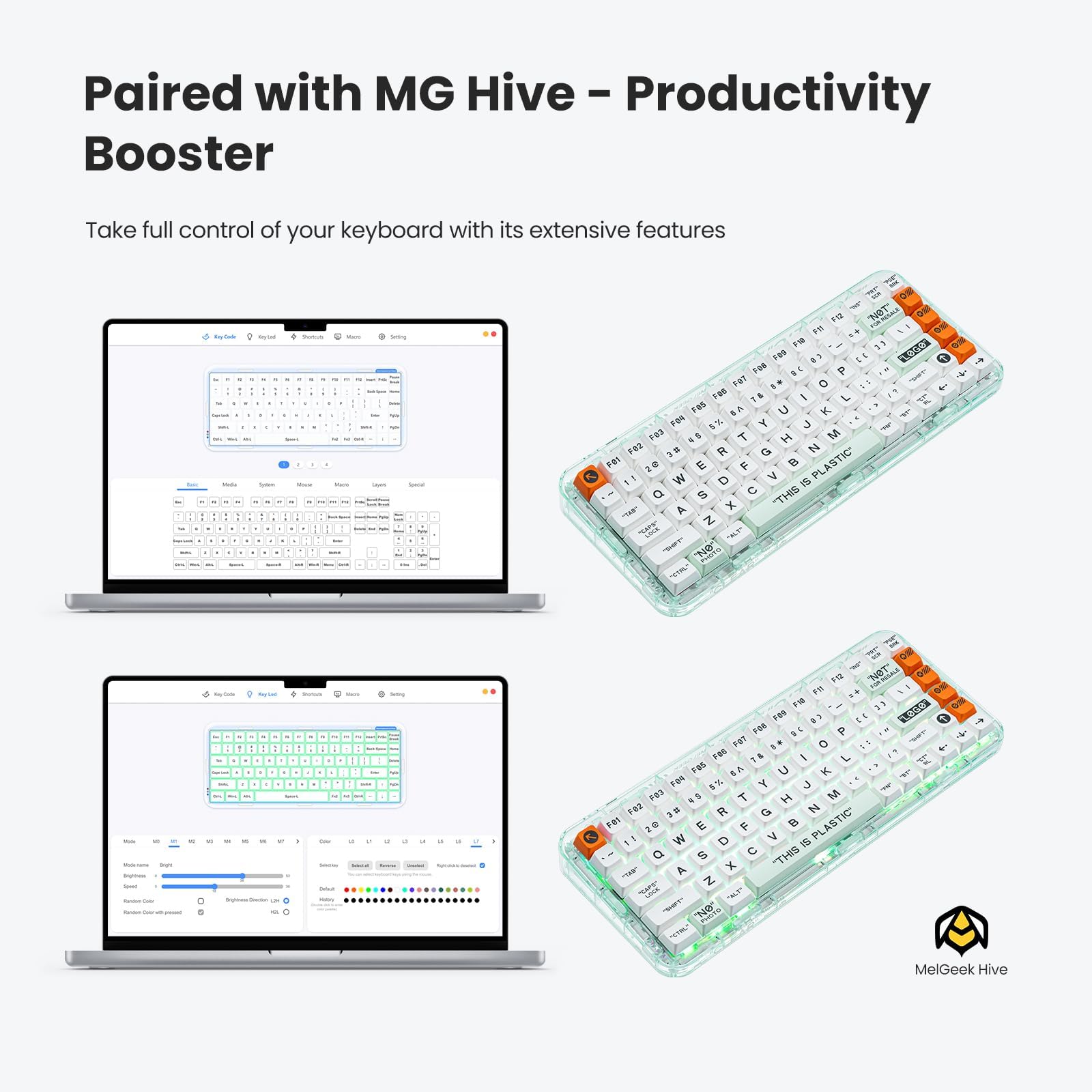 MelGeek Teclado mecânico sem fio MOJO84, teclado para jogos 65