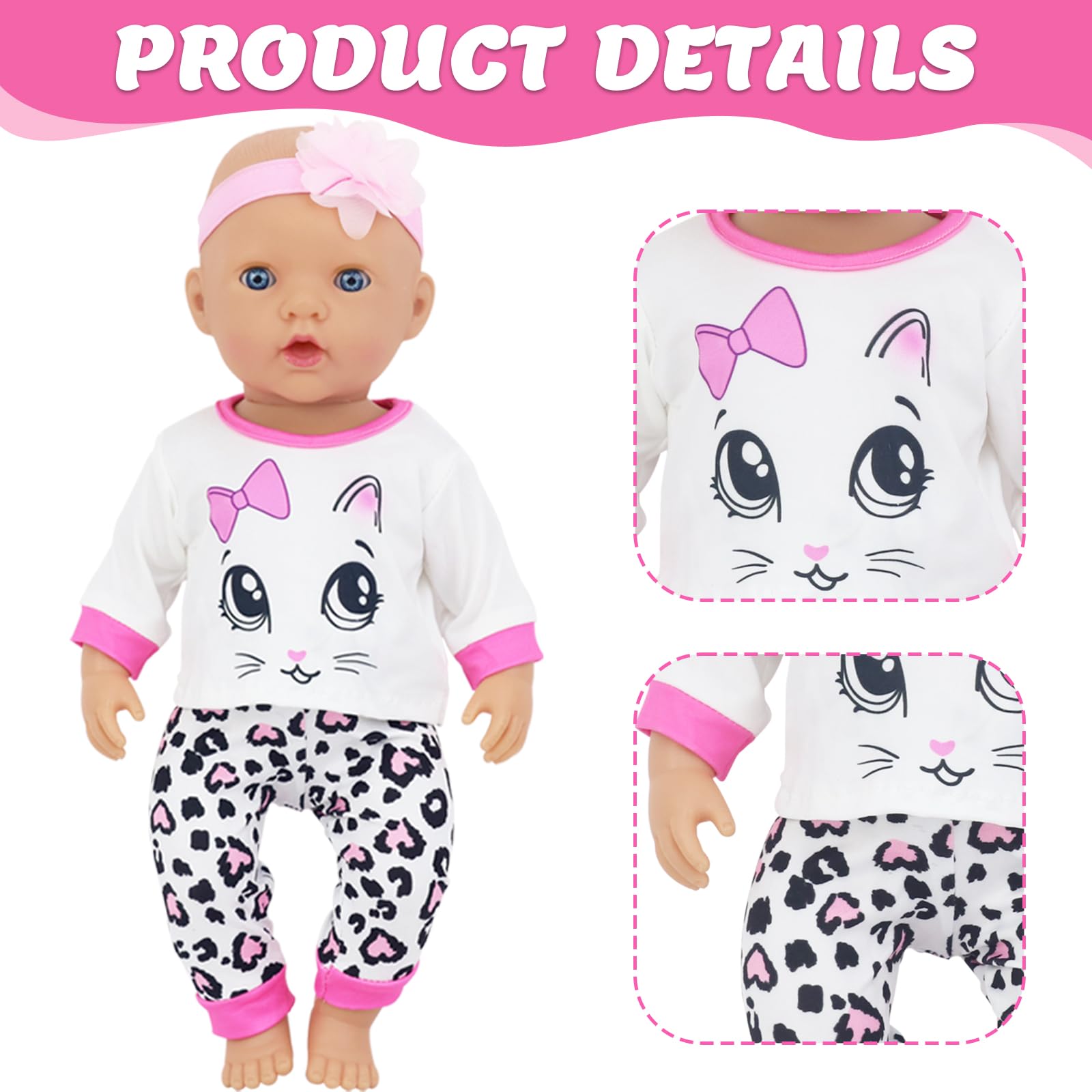 Set De 4 Piezas De Ropa Para Muñecas De 35 A 43 Cm Con Percha, Mochila Y Calcetines, Diseño Animal De Algodón Suave
