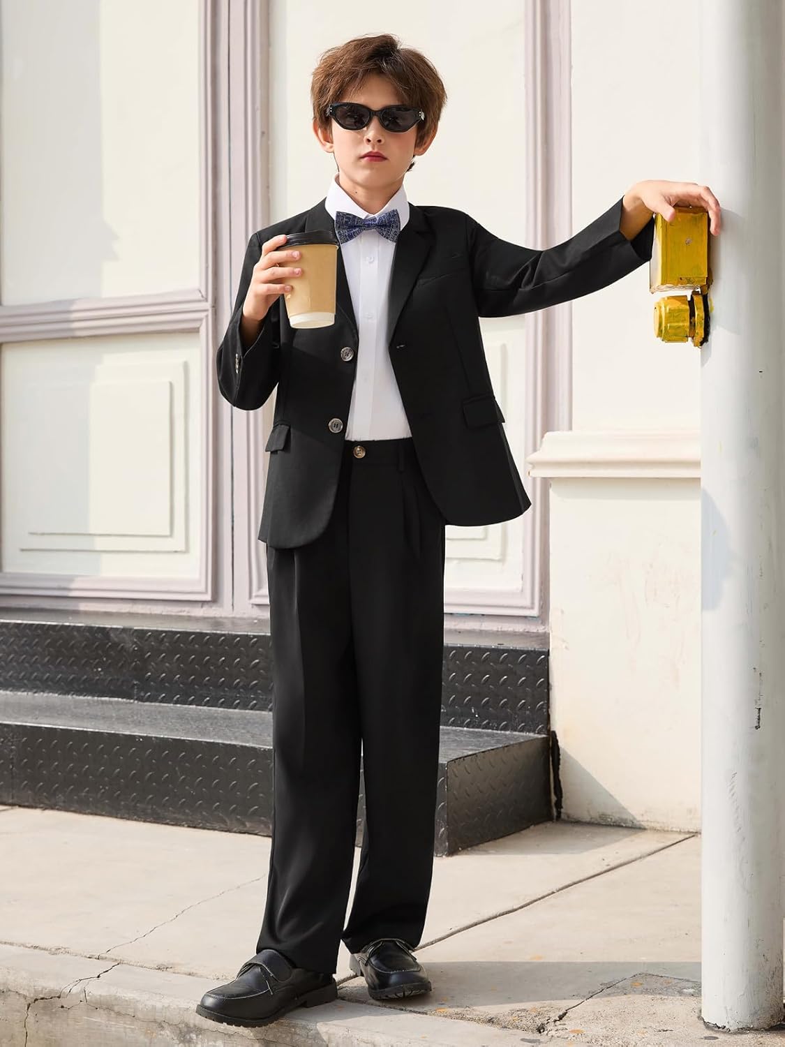 Haloumoning Boys Dress Pants Kids High Waisted Wide Leg Uniform Pants Casual Trousers with Pockets 5-14 Years - Image 6