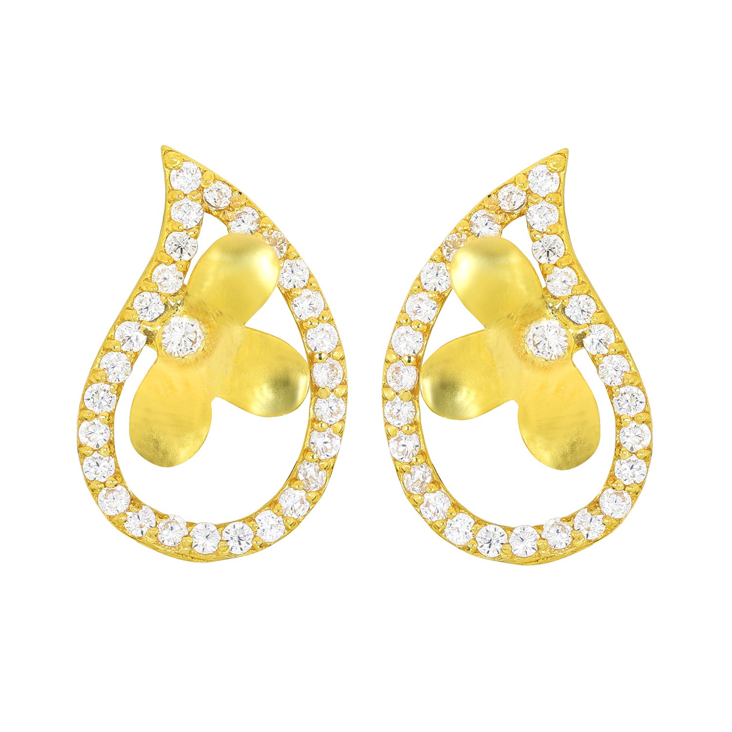 22KT Yellow Gold Stud Earrings for Women-image-8