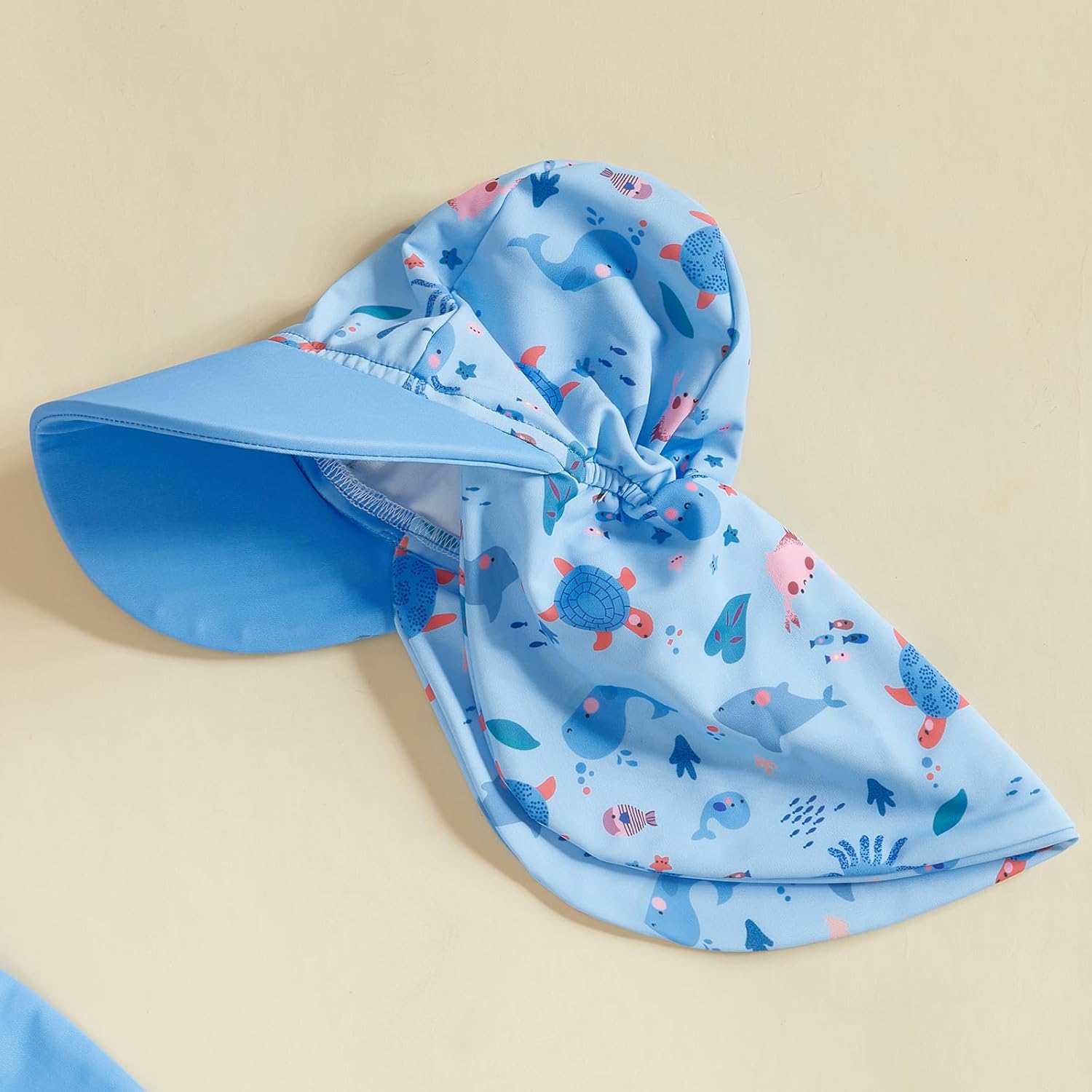 Engofs Toddler Baby Boy Girl Swimsuit One Piece Rash Guard Bathing Suit Beach Swimwear with Hat - Image 5