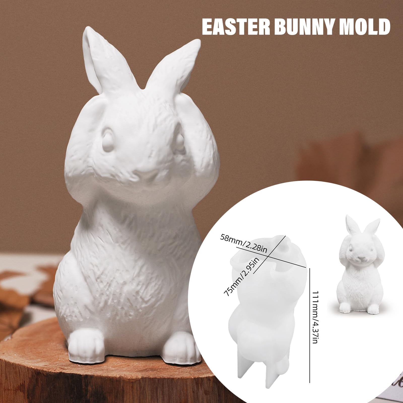 Pezzo Silicone Mold Set, Stampi Unici Coniglietto di Pasqua per candele fai da te, gesso, cera di soia Artigianato, Adesivi Pasqua
