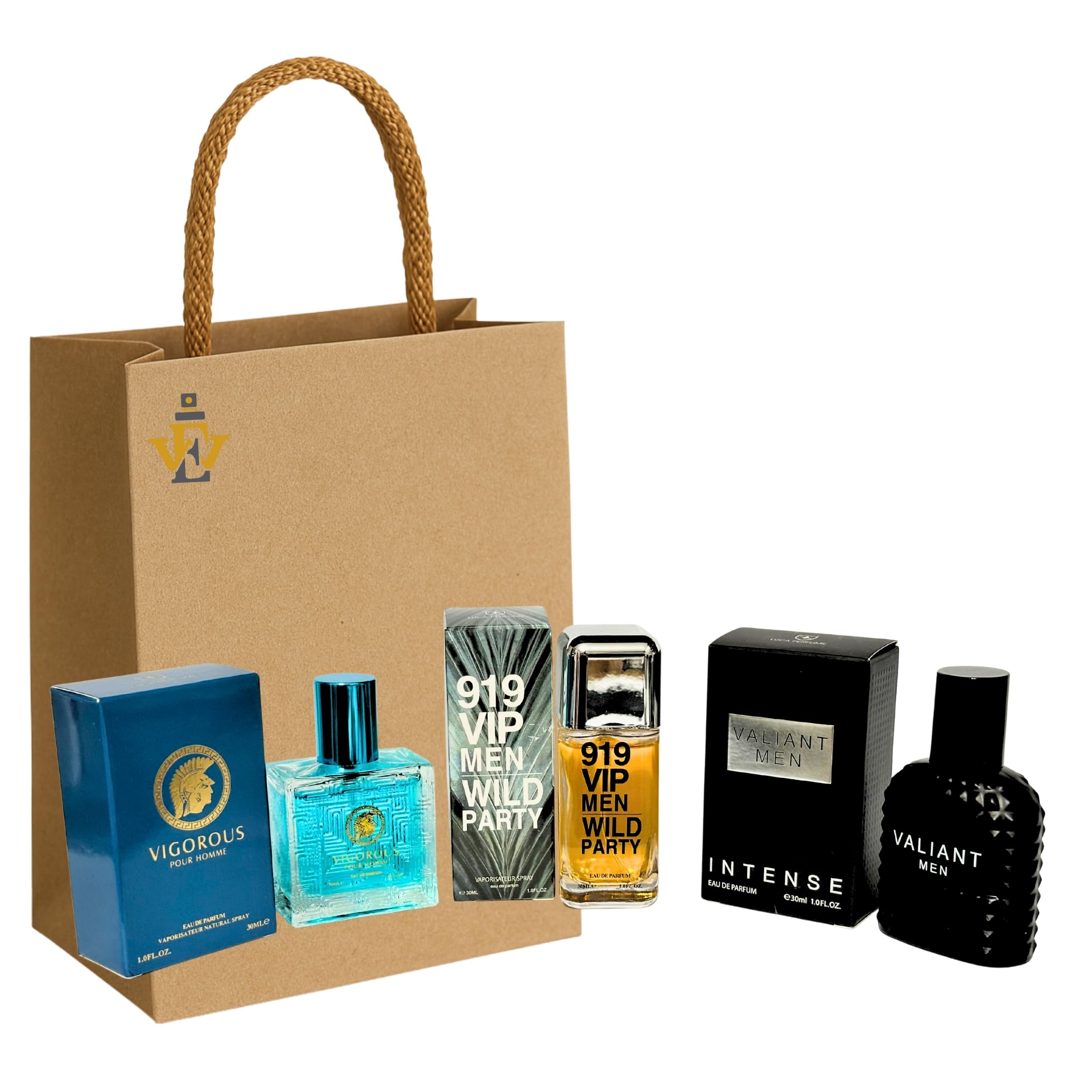 Luca Perfumes Men's Gift Set – Vigorous, Valiant Men & 919 VIP