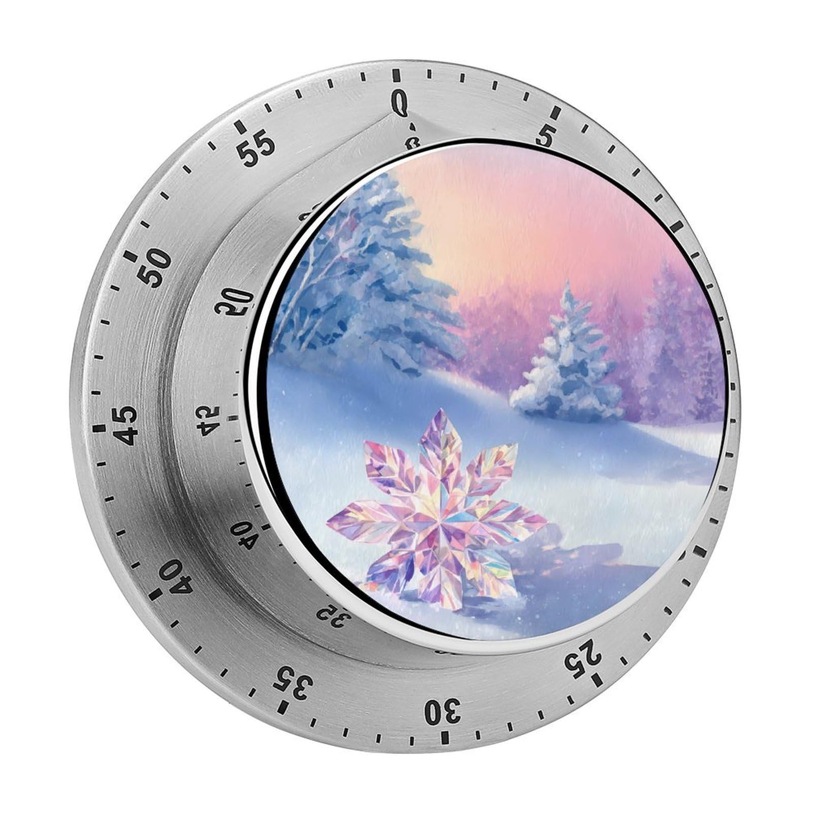 Diamond Snowflake Snowy Gradient Mechanical Timer with Alarm for Kitchen Cooking Productivity Stainless Steel Timers
