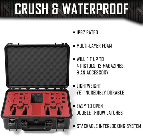 Vista 11 de Estuche para pistola Doro para 4 pistolas 12 con inserto de espuma MyCaseBuilder personalizado, impermeable, resistente, armas de fuego tácticas