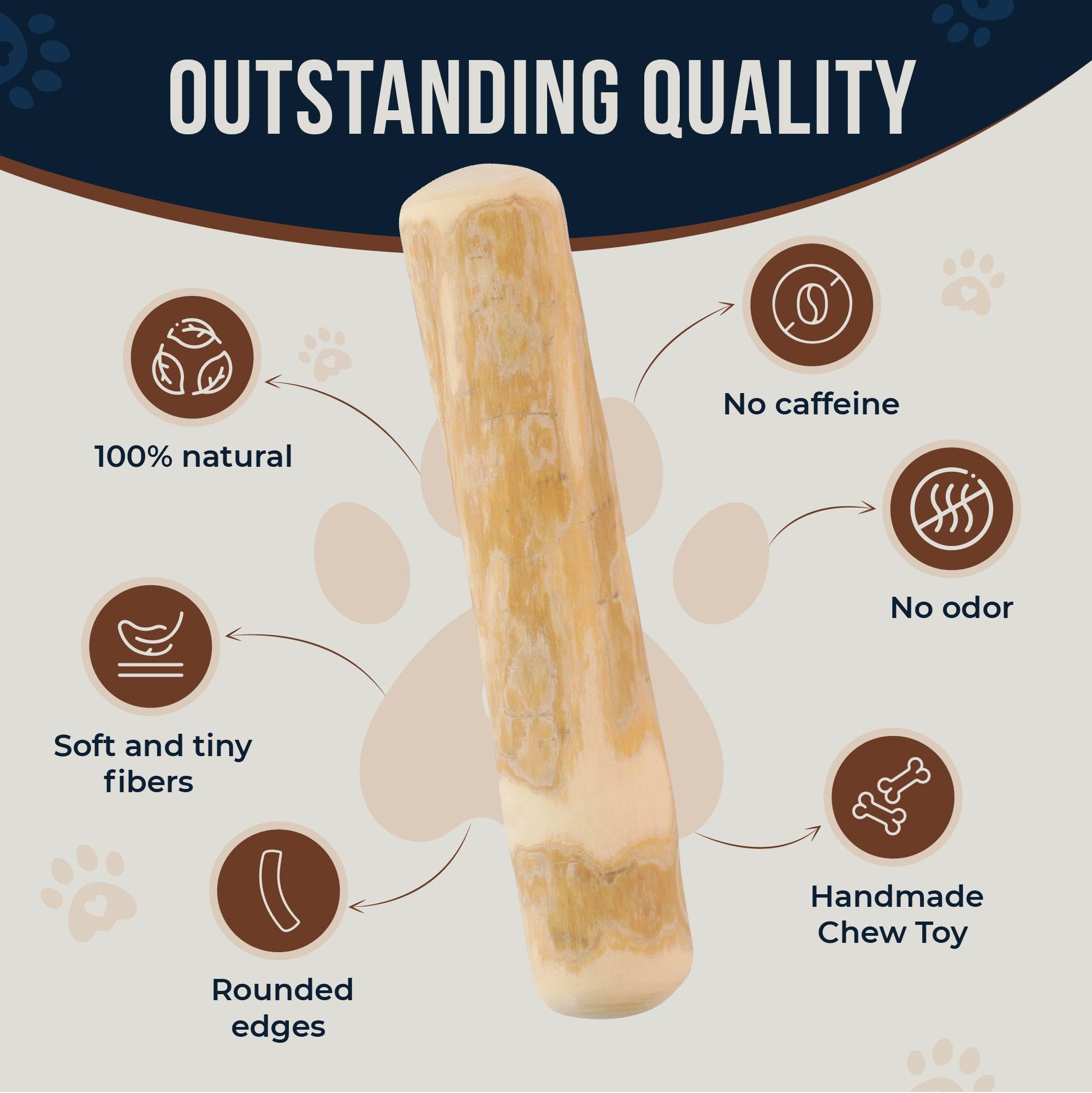 Masticables de madera de café para perros masticadores regulares, 7.5 pulgadas, paquete de 2 tamaños pequeños, 100% natural, seguro para juguetes, limpieza de dientes de perro y aliviar el