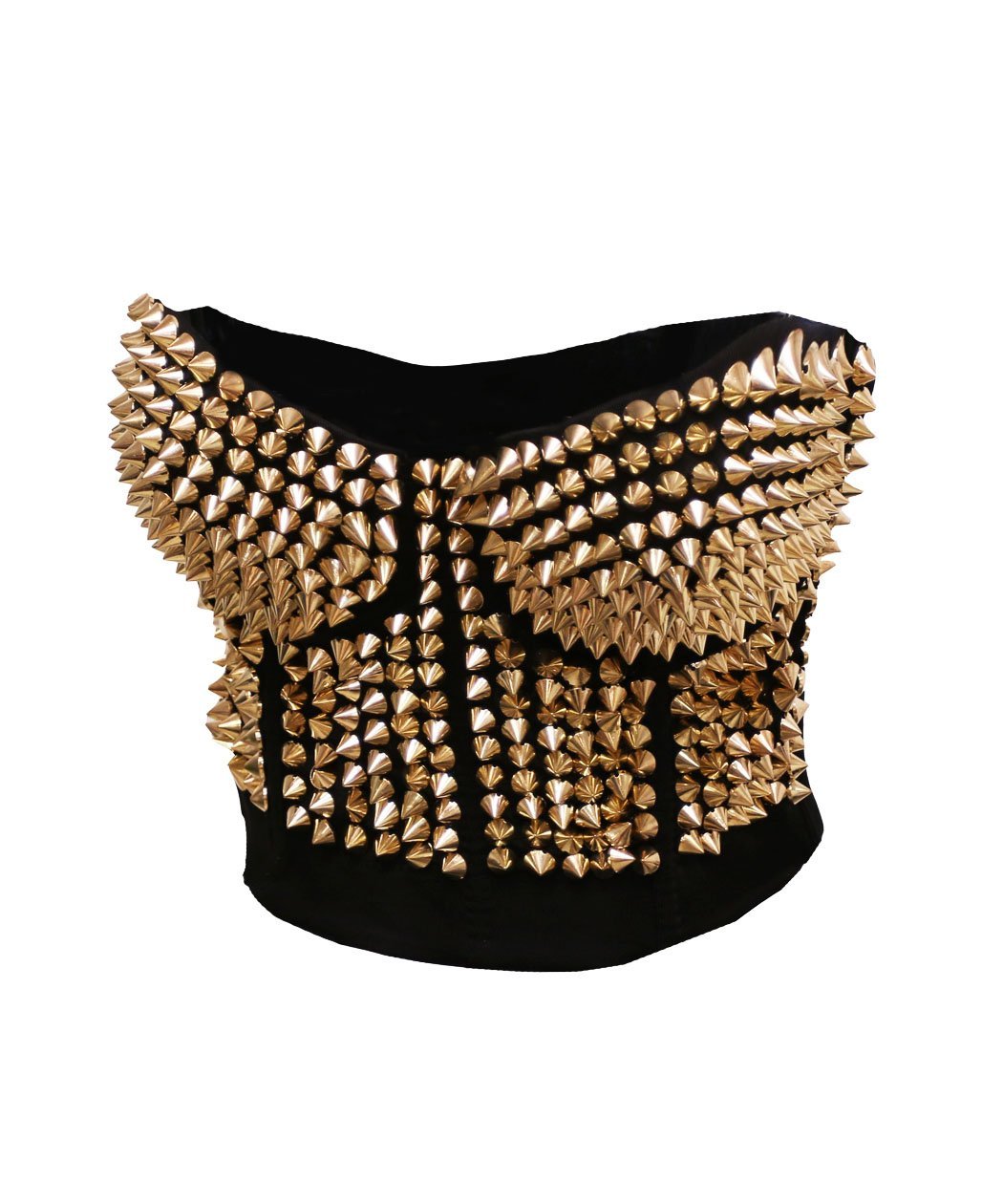 Bslingerie® Madonna Style Metallic Studs Bustier Bra Corset Top, Gold, S