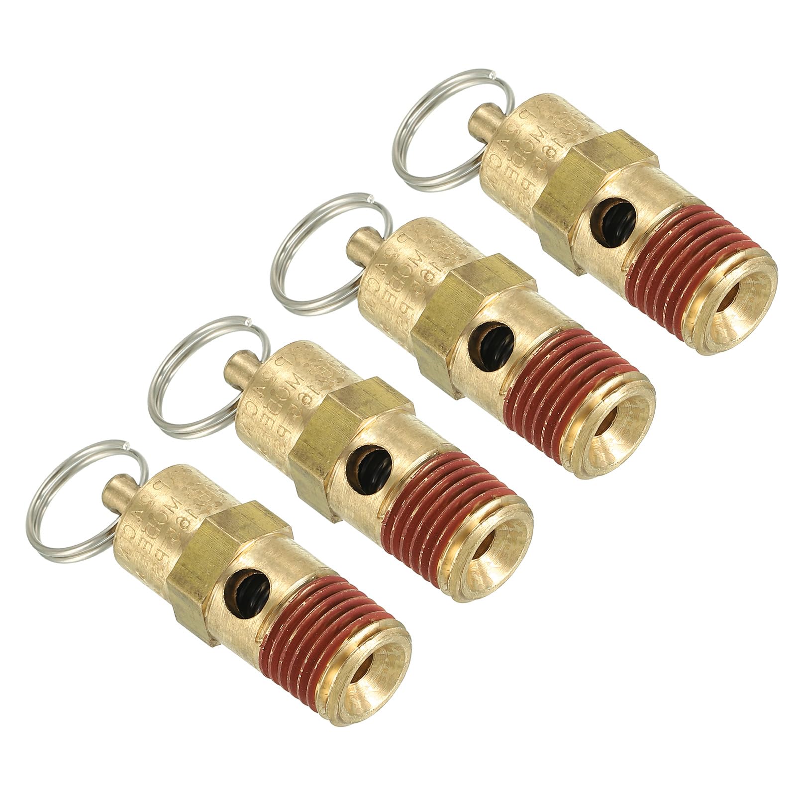 PATIKIL 1/4" Male NPT Safety Valve, 4 Pack Air Pressure Release Valve for Air Compressor 165PSI Set Pressure